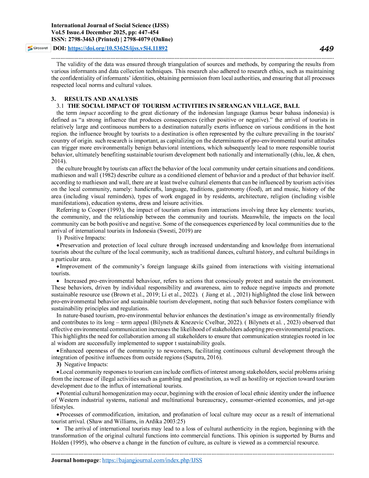 JURIS Social Carrying Capacity as a Framework for Controlling the Social Impacts of Tourism A Case Study of Serangan Village Bali