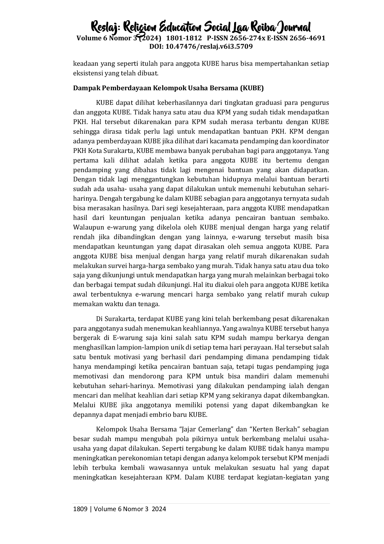 JURIS Pemberdayaan Ekonomi Kelompok Penerima Manfaat Program Keluarga Harapan Melalui Kelompok Usaha Bersama KUBE di Kecamatan Laweyan Kota Surakarta