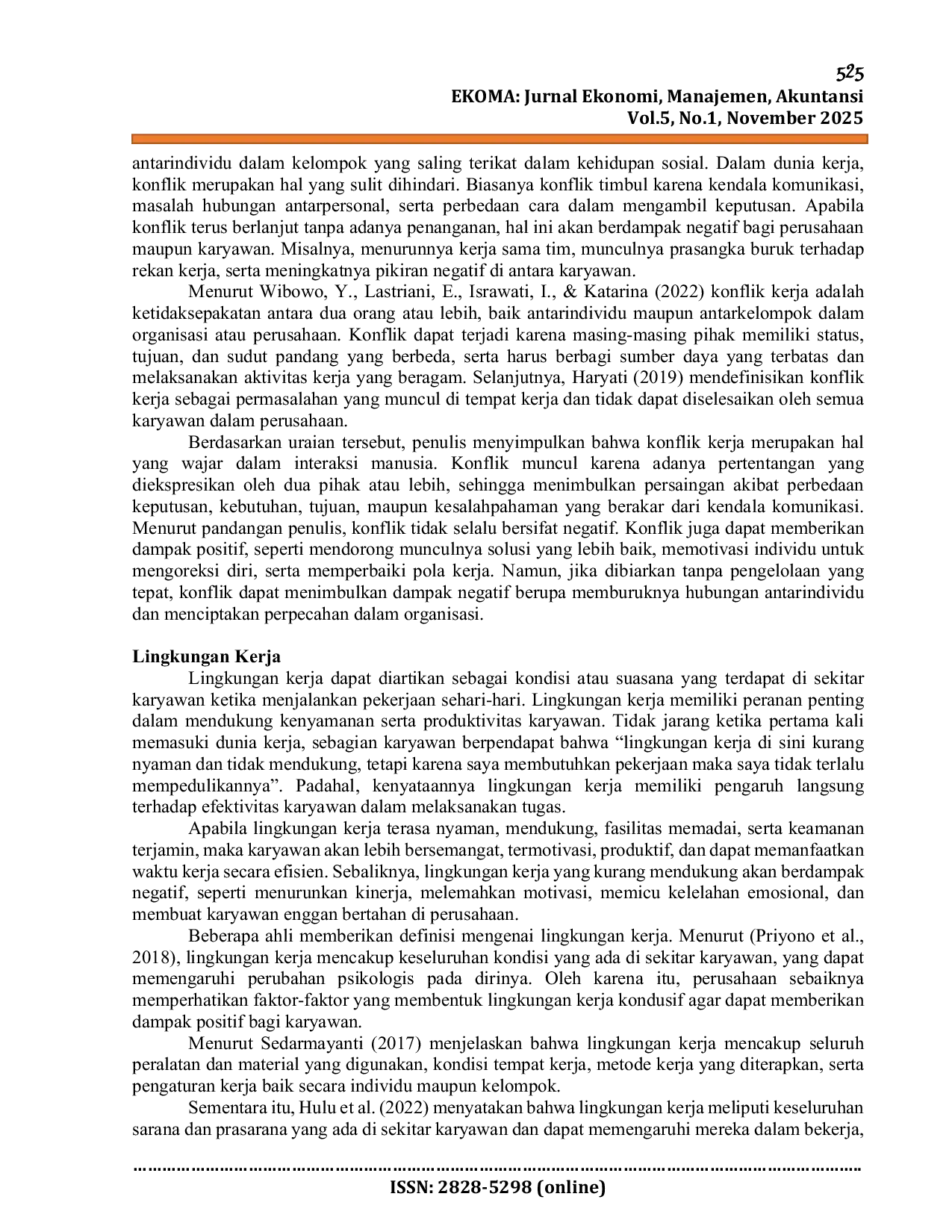 JURIS Pengaruh Konflik dan Lingkungan Kerja terhadap Kelelahan Emosional Karyawan CV Barokah Grup Abadi