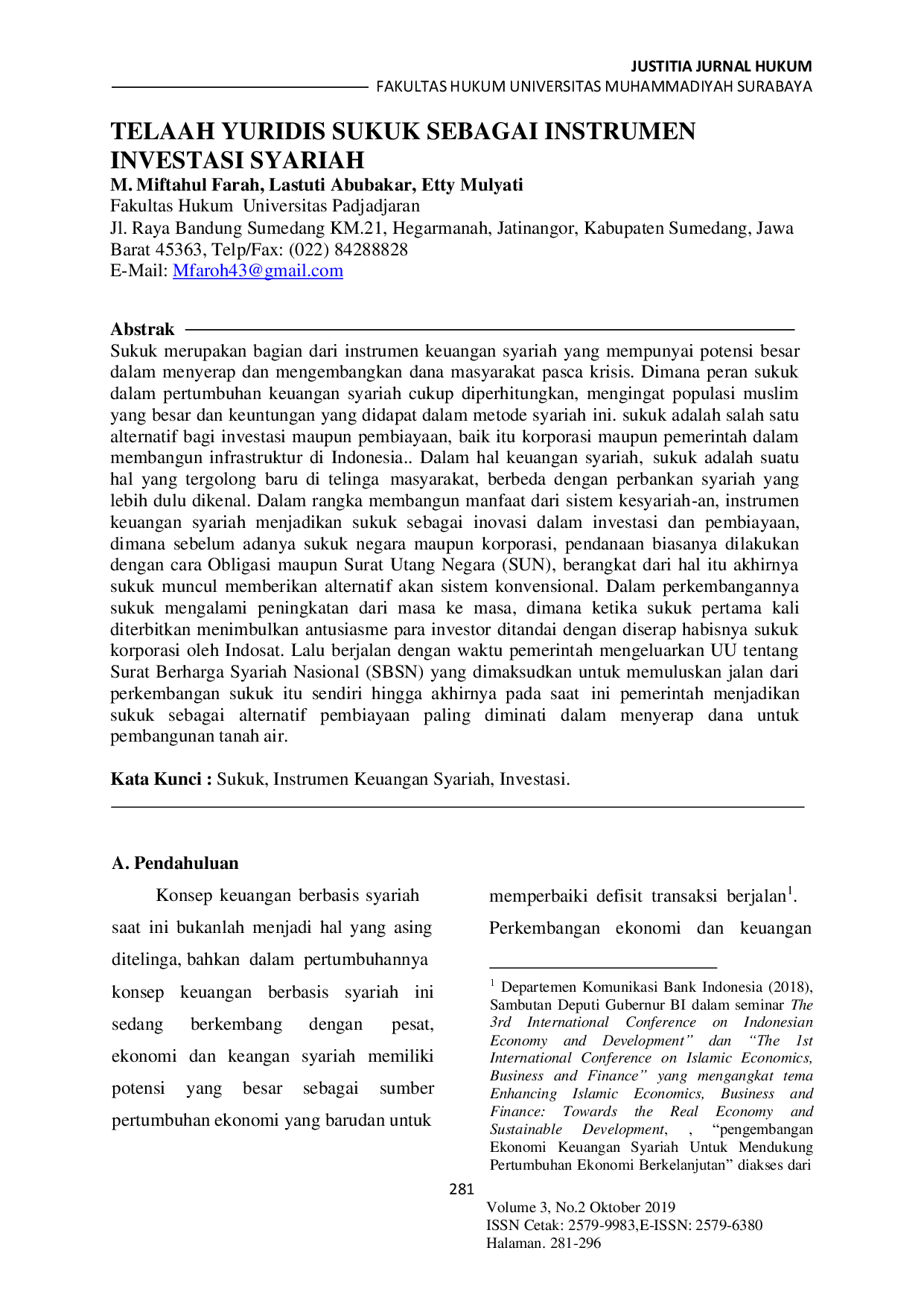 JURIS Telaah Yuridis Sukuk Sebagai Instrumen Investasi Syariah
