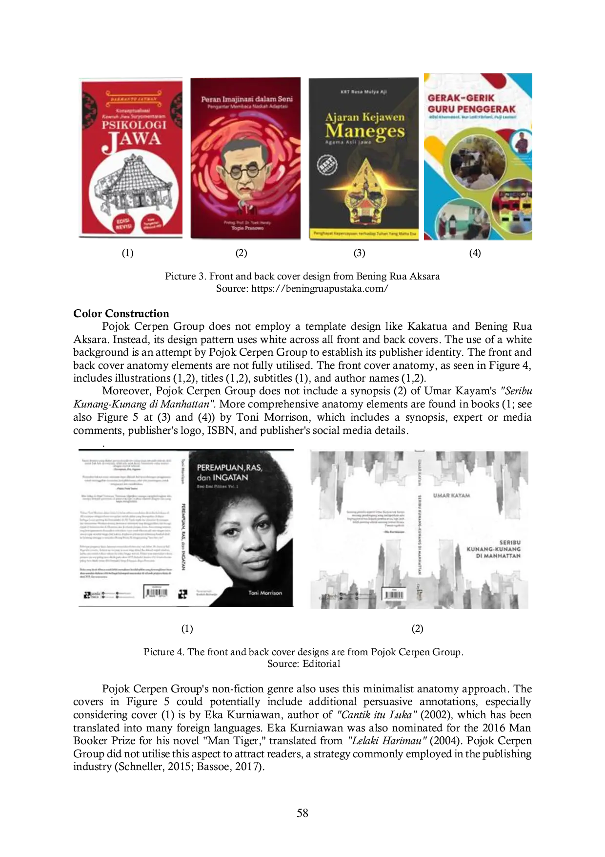 JURIS Anatomical construction of book covers by indie publishing houses in Yogyakarta