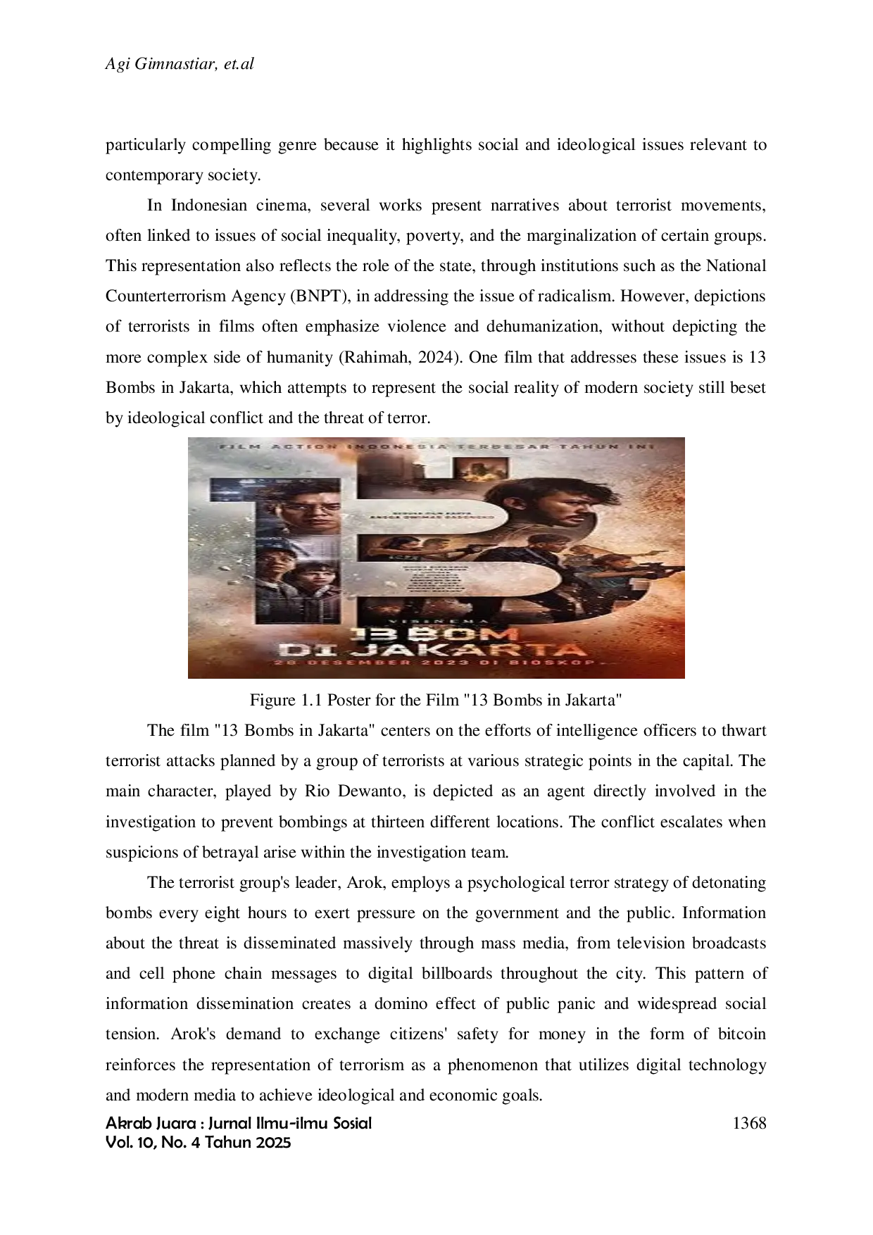 JURIS Representation of Terror in The Film 13 Bombings in Jakarta