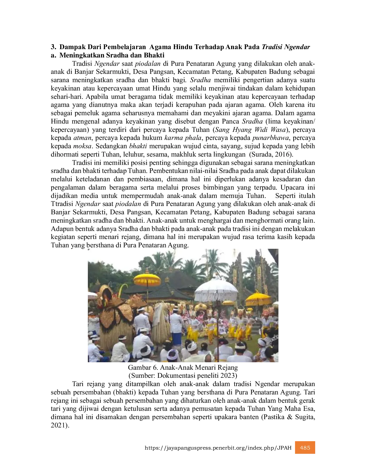 JURIS Penanaman Nilai Nilai Karakter Hindu Dalam Tradisi Ngendar Di Banjar Sekarmukti Desa Pangsan