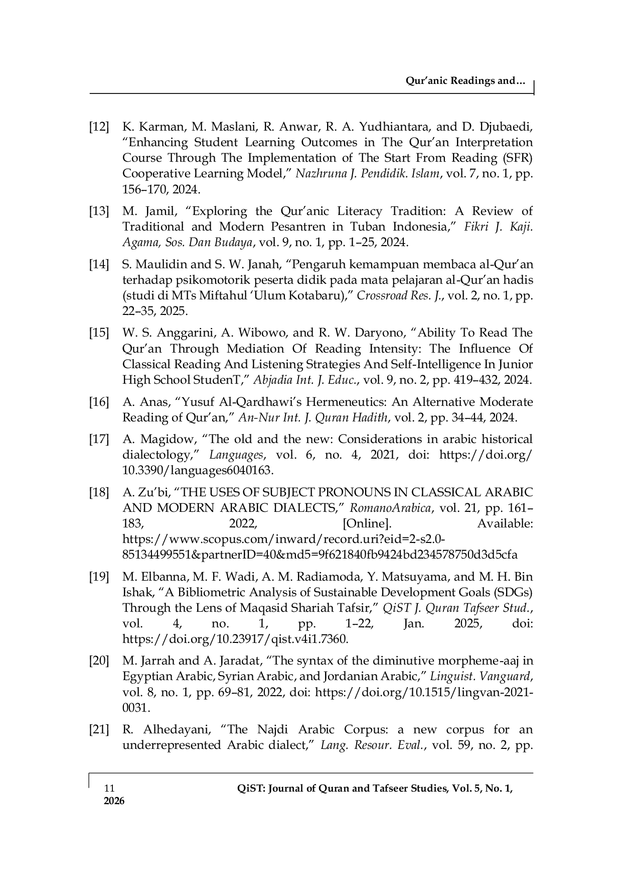 JURIS Qur anic Readings and Modern Arabic Dialects A Descriptive Comparative Linguistic Study