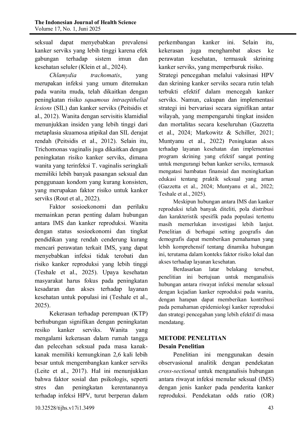 JURIS Hubungan Antara Infeksi Menular Seksual dengan Kanker Reproduksi pada Wanita Usia Subur