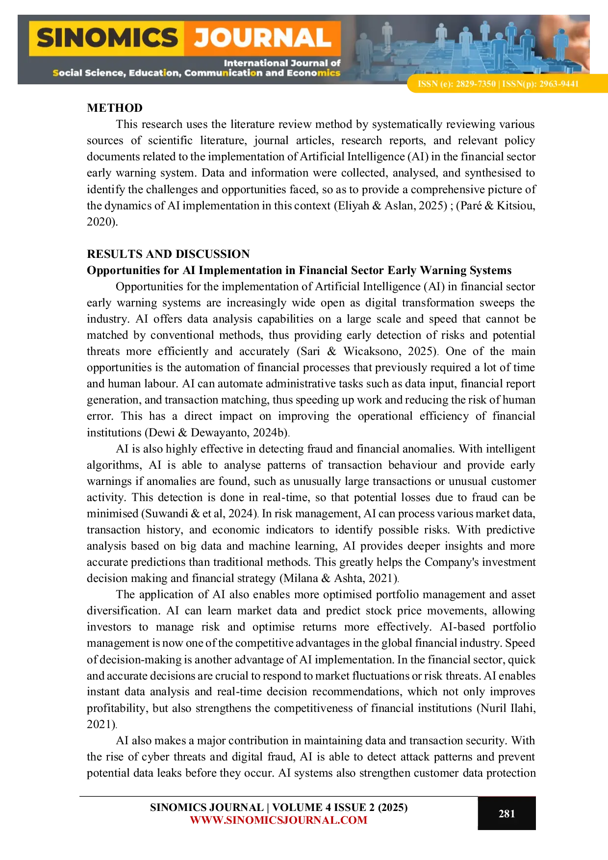 JURIS Challenges and Opportunities of AI Implementation in Financial Sector Early Warning System