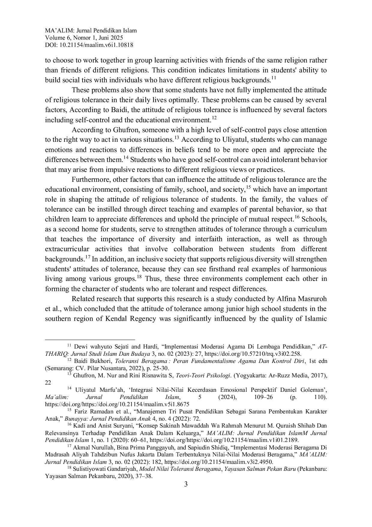 JURIS Religious Tolerance Attitudes in High School Students How It s Influenced by Self Control and Educational Environment