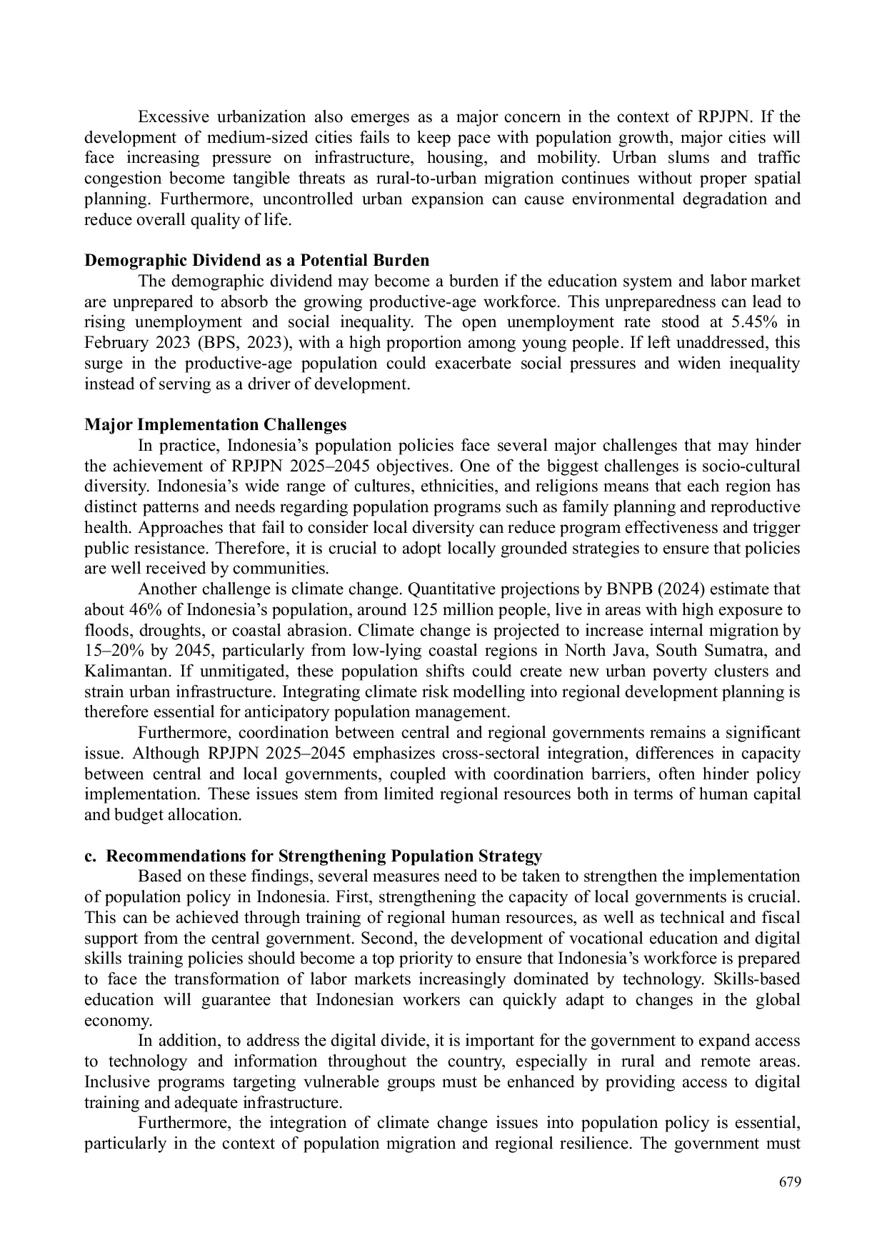 JURIS Implementasi Kebijakan Penduduk Menuju Visi Indonesia Emas 2045 Kekuatan dan Tantangan Masa Depan