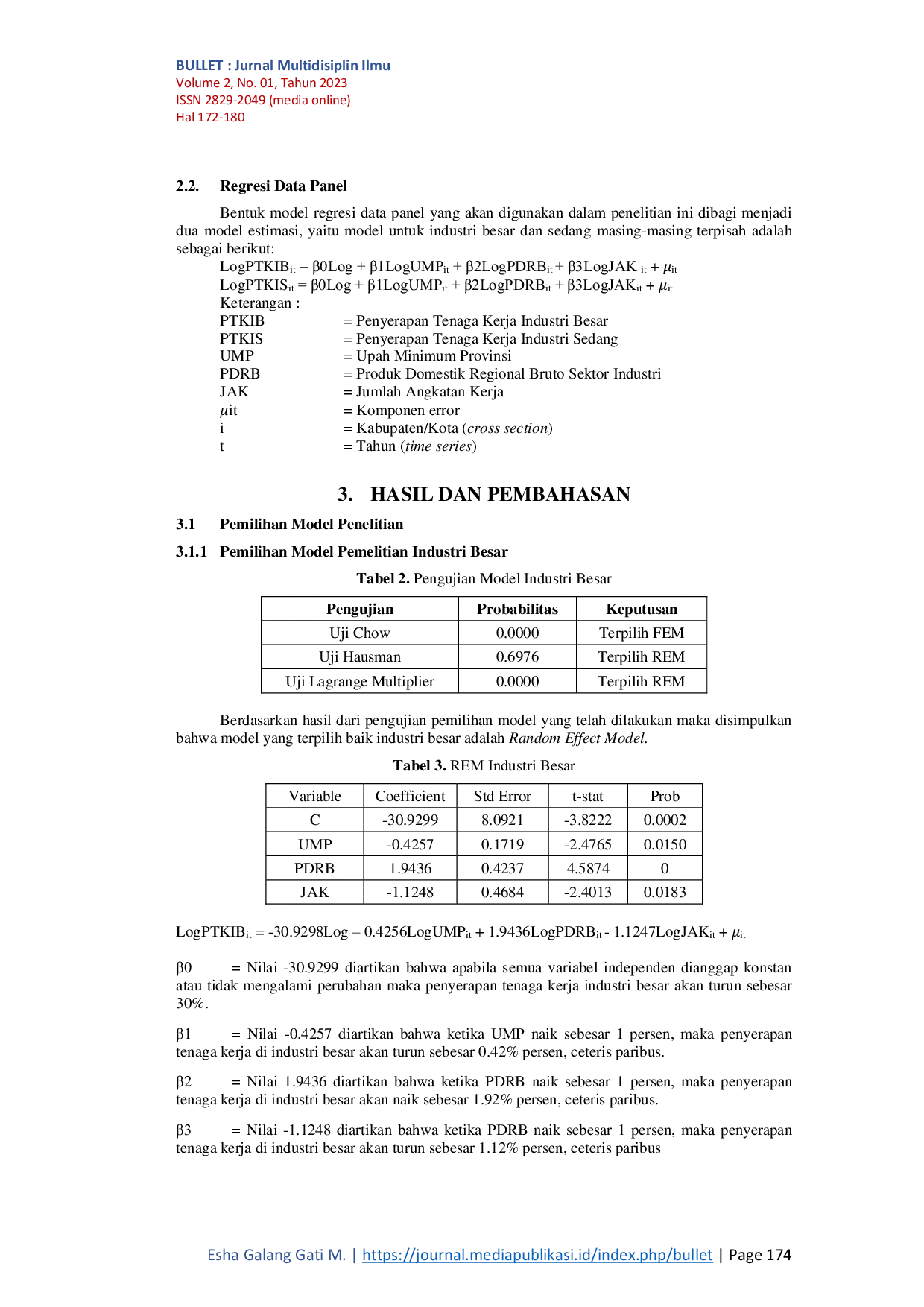 JURIS Permintaan Tenaga Kerja pada Sektor Industri Pengolahan Besar dan Sedang di Sumatera