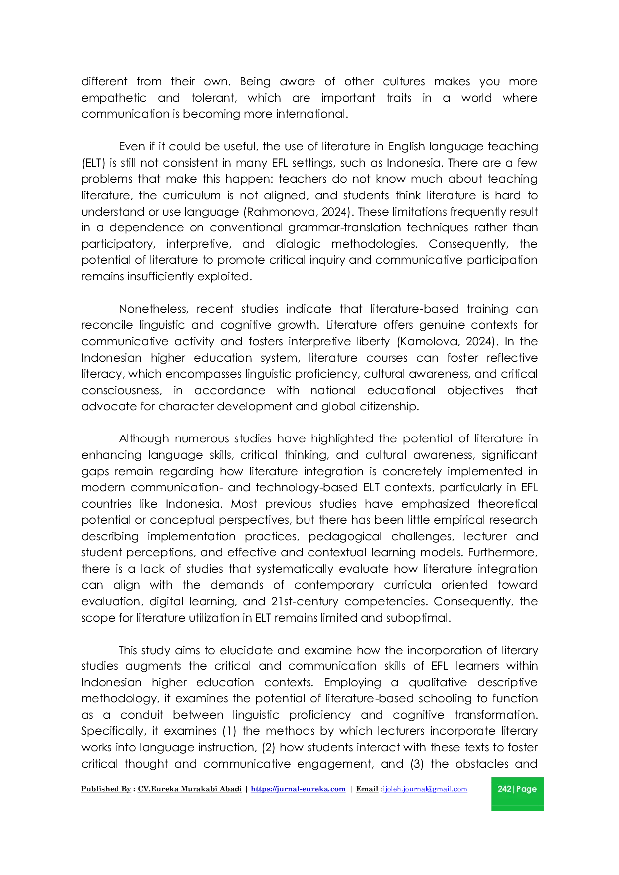 JURIS Integrating Literary Studies into English Language Teaching Enhancing Critical Thinking and Communicative Competence