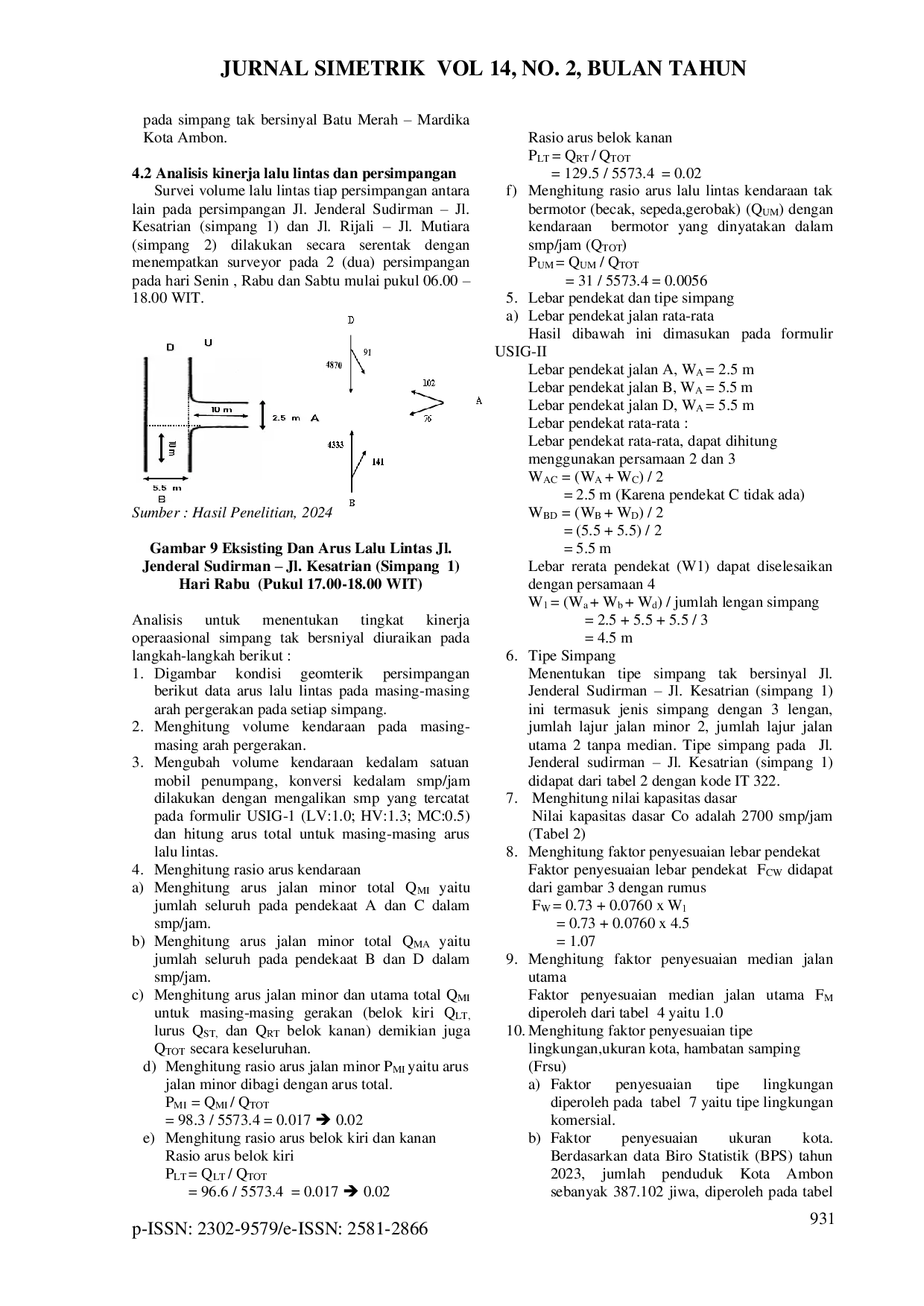 JURIS KINERJA OPERASIONAL SIMPANG TAK BERSINYAL BATU MERAH MARDIKA KOTA AMBON