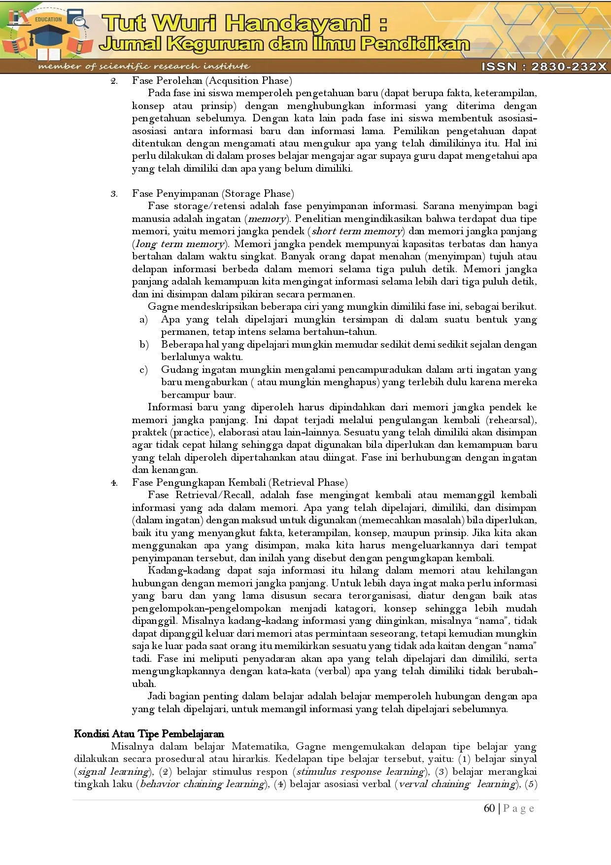 juris Penerapan Teori Pembelajaran Robert M Gagne Pada Proses Belajar Matematika SMA