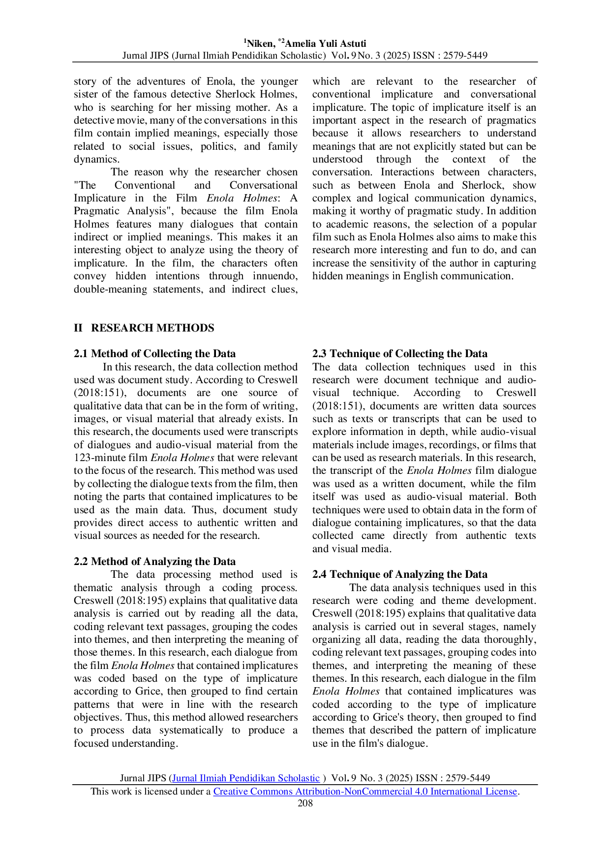 JURIS The Conventional And Conversational Implicature In The Film Enola Holmes A Pragmatic Analysis