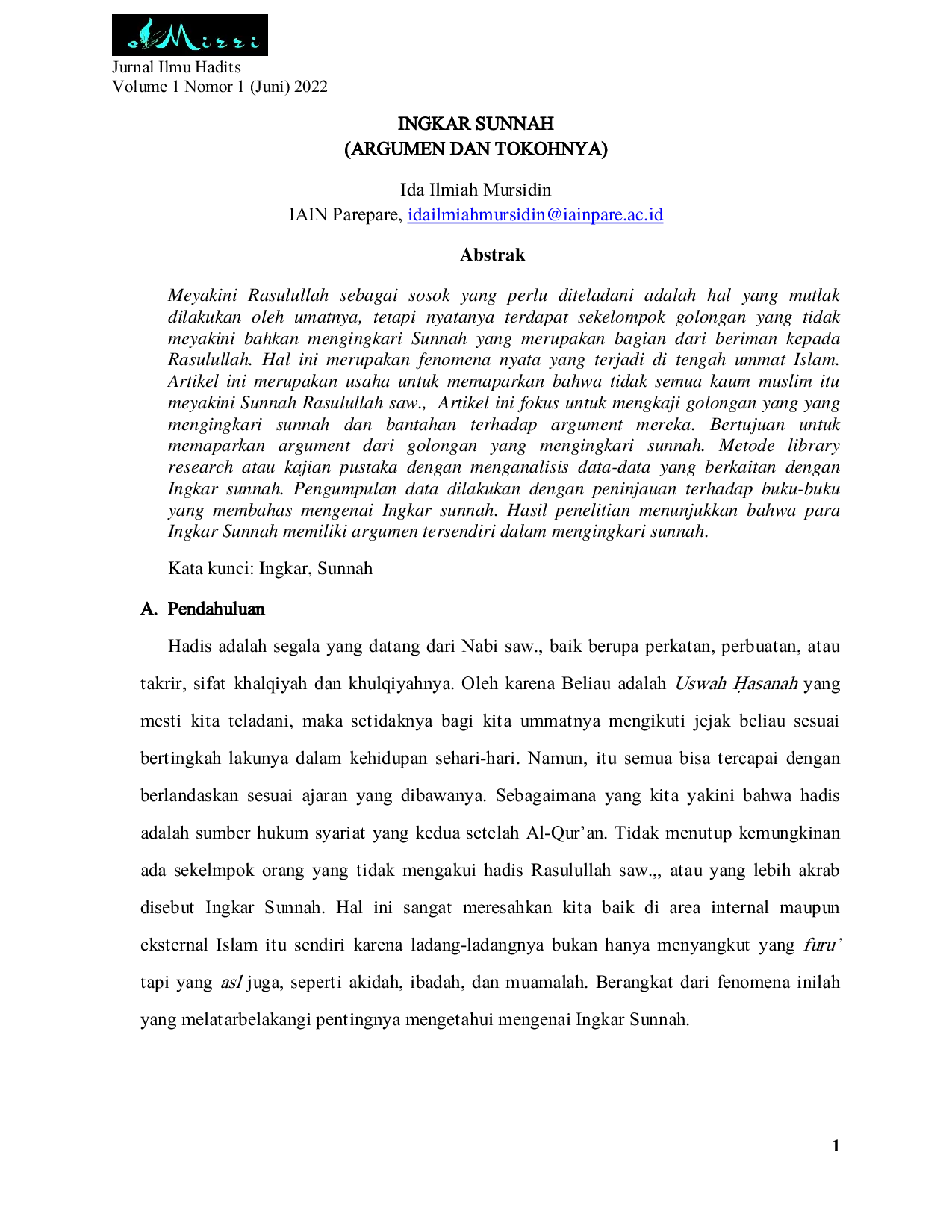 JURIS Ingkar Sunnah Argumen dan Tokohnya