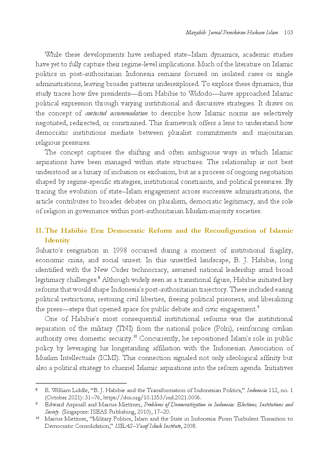 juris Negotiating Islam Democracy and Pluralism Islamic Politics and the State in Post Reform Indonesia