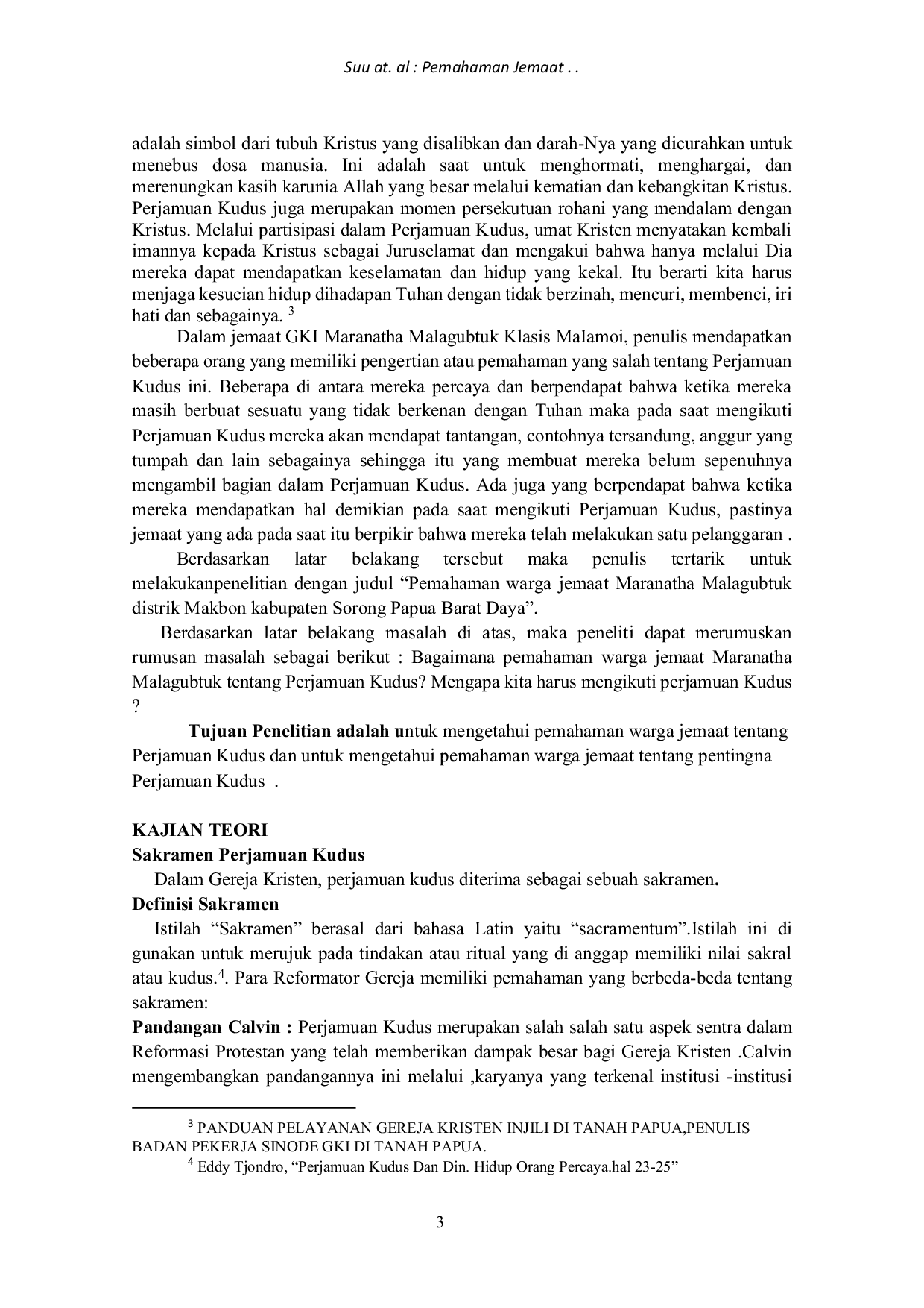 JURIS Pemahaman Jemaat Tentang Perjamuan Kudus