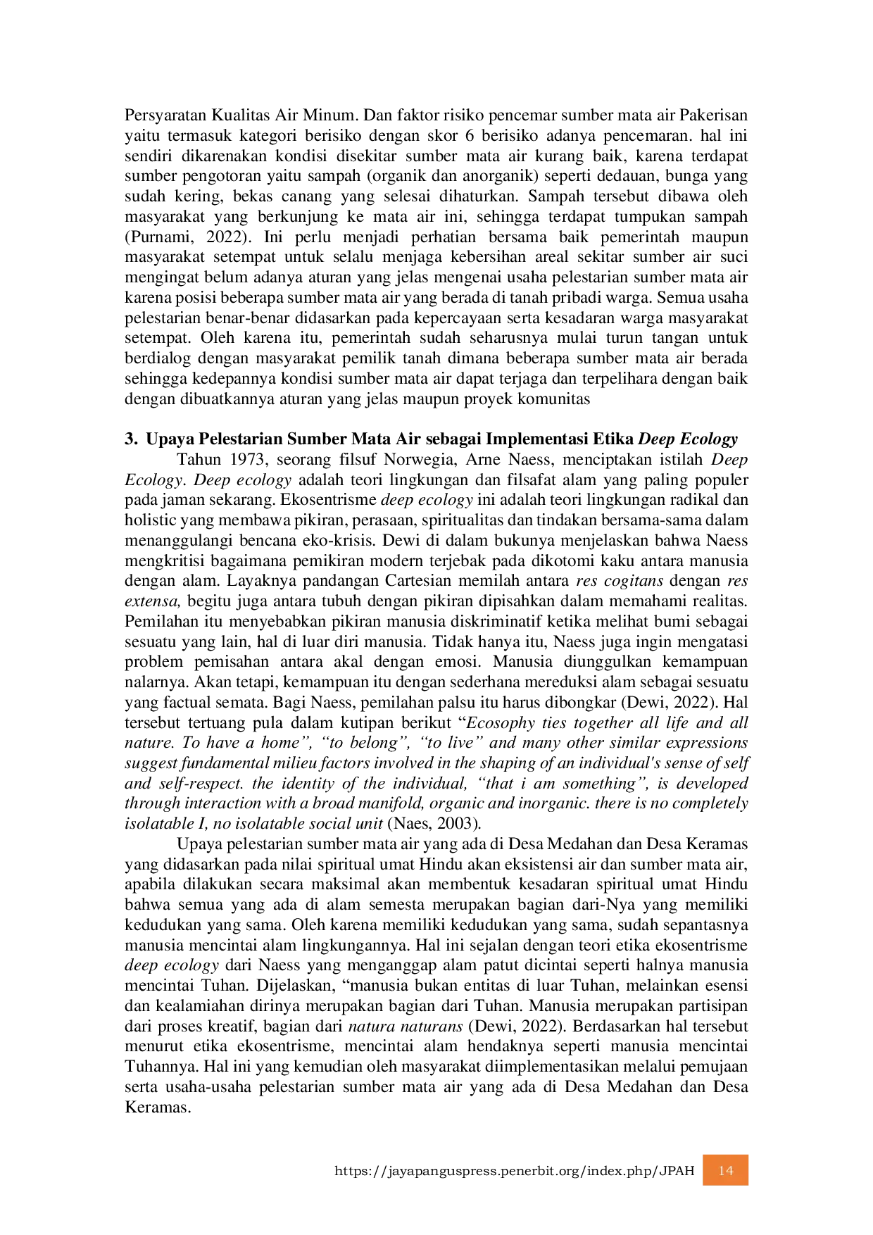 JURIS Implementasi Etika Deep Ecology Dalam Perspektif Filsafat Hindu Di Desa Medahan Dan Desa Keramas