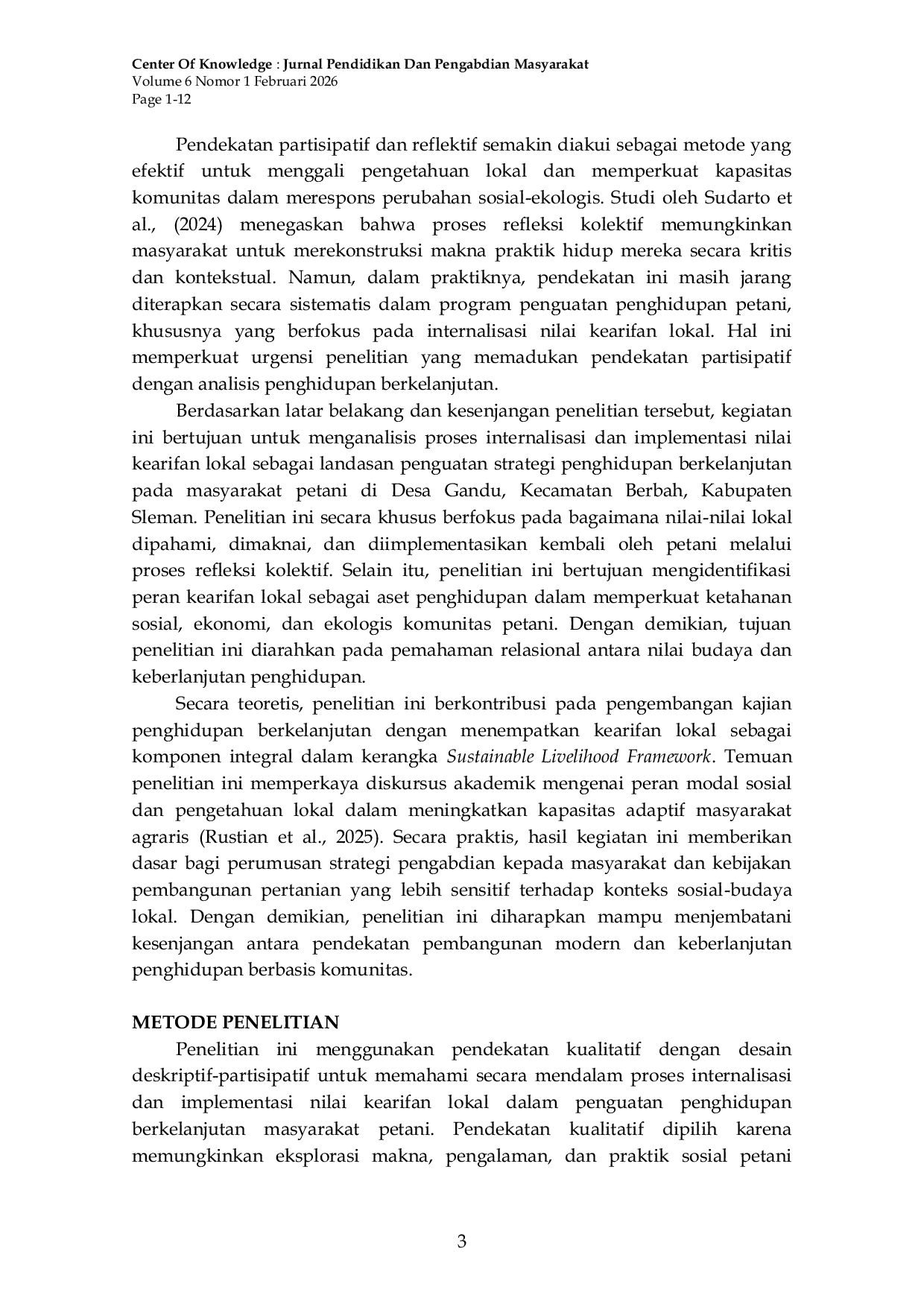 JURIS Internalisasi dan Implementasi Nilai Kearifan Lokal untuk Penghidupan Berkelanjutan pada Masyarakat Petani di Desa Gandu Berbah Sleman D I Yogyakarta