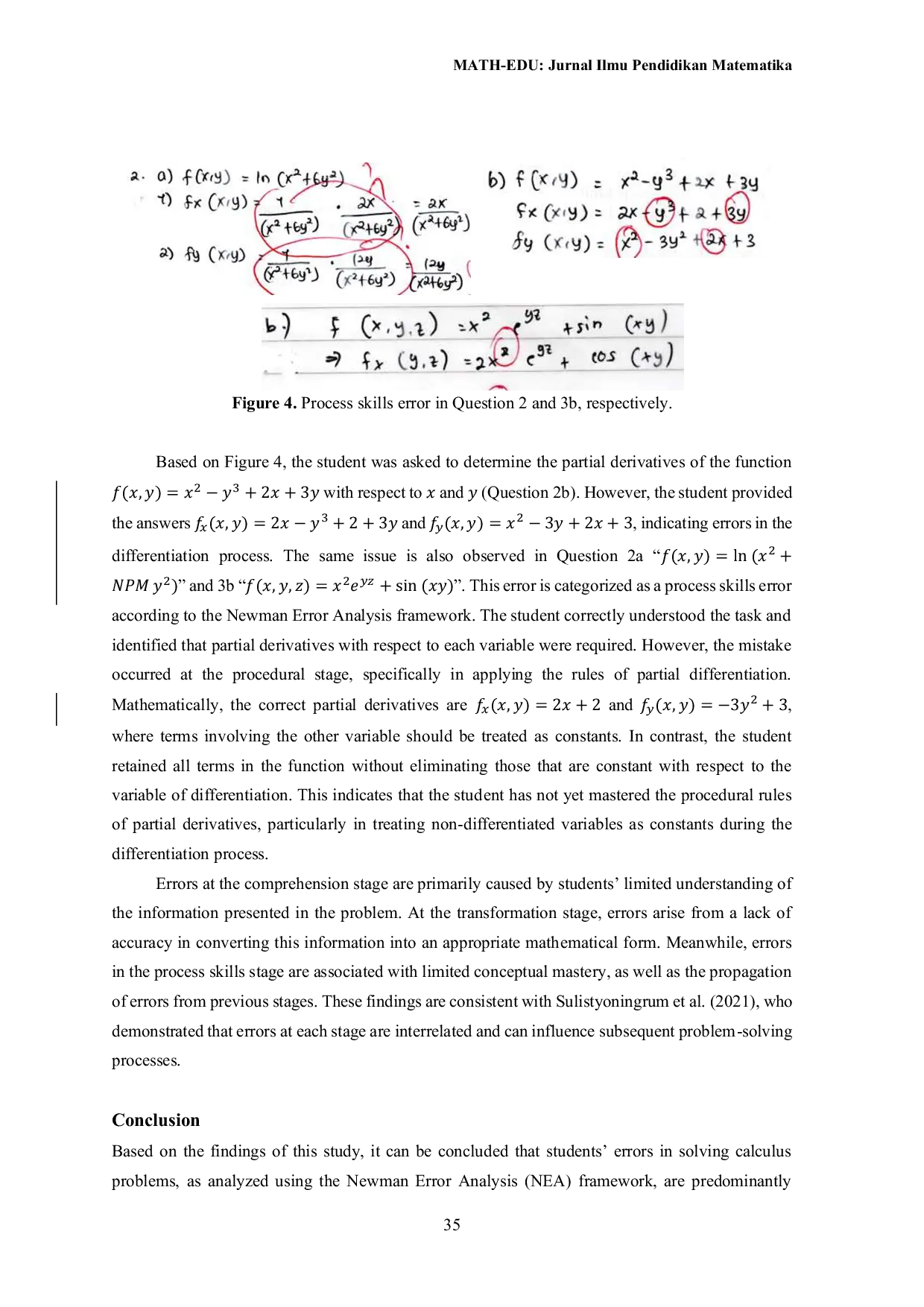 JURIS An Analysis of Students Errors Based on Newman s Error Analysis in Solving Partial Derivative Problems in Calculus
