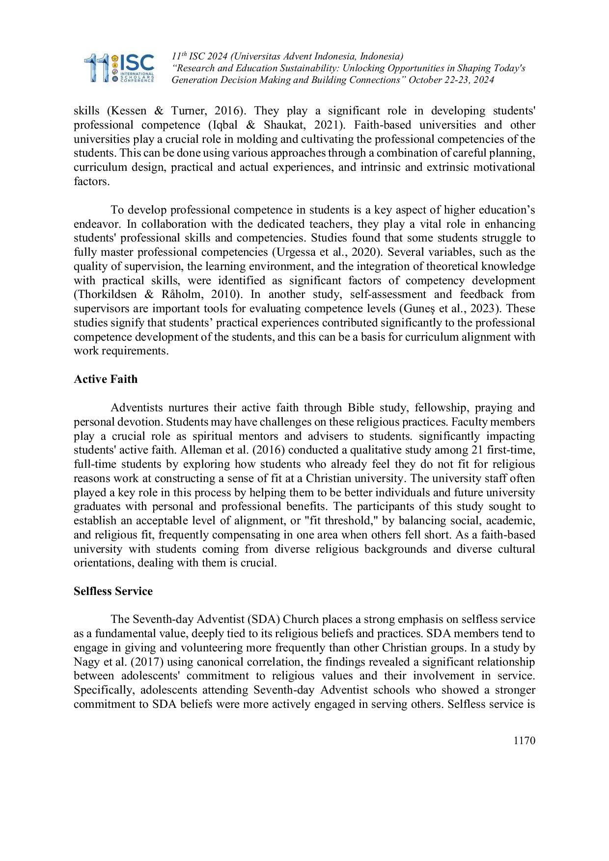 JURIS Adequacy and Practice of Professional Competence Social Responsibility Selfless Service and Balanced Lifestyle in a Faith Based University