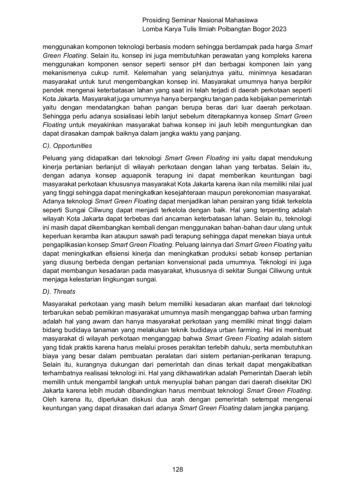 JURIS Smart Green Floating Floating Aquaponics Based on Hand Mechanical Cleaner As An Actualization Of Food Security In Urban