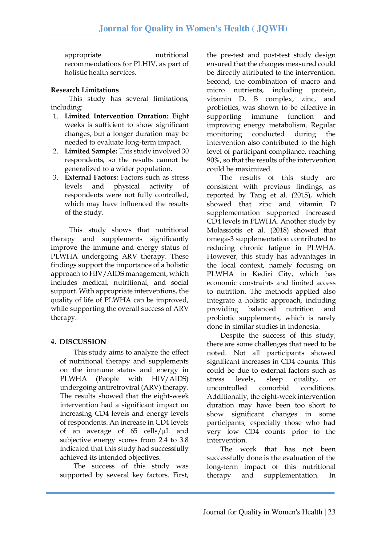 JURIS The Effect Of Nutritional Therapy And Supplements On Immune Status And Energy Levels In People Living With Hiv Aids Undergoing Antiretroviral Therapy