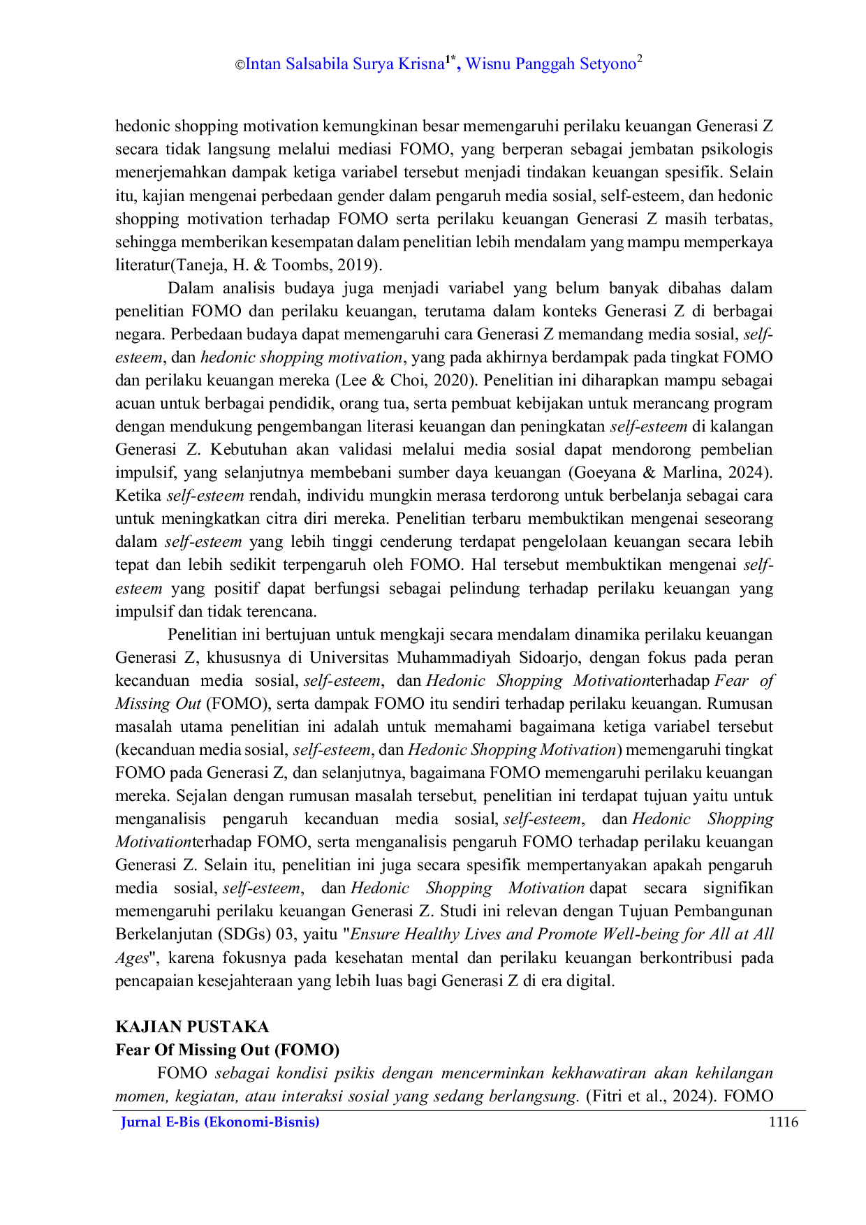 JURIS Dampak Kecanduan Media Sosial Self Esteem dan Hedonic Shopping Motivation Terhadap FOMO Generasi Z