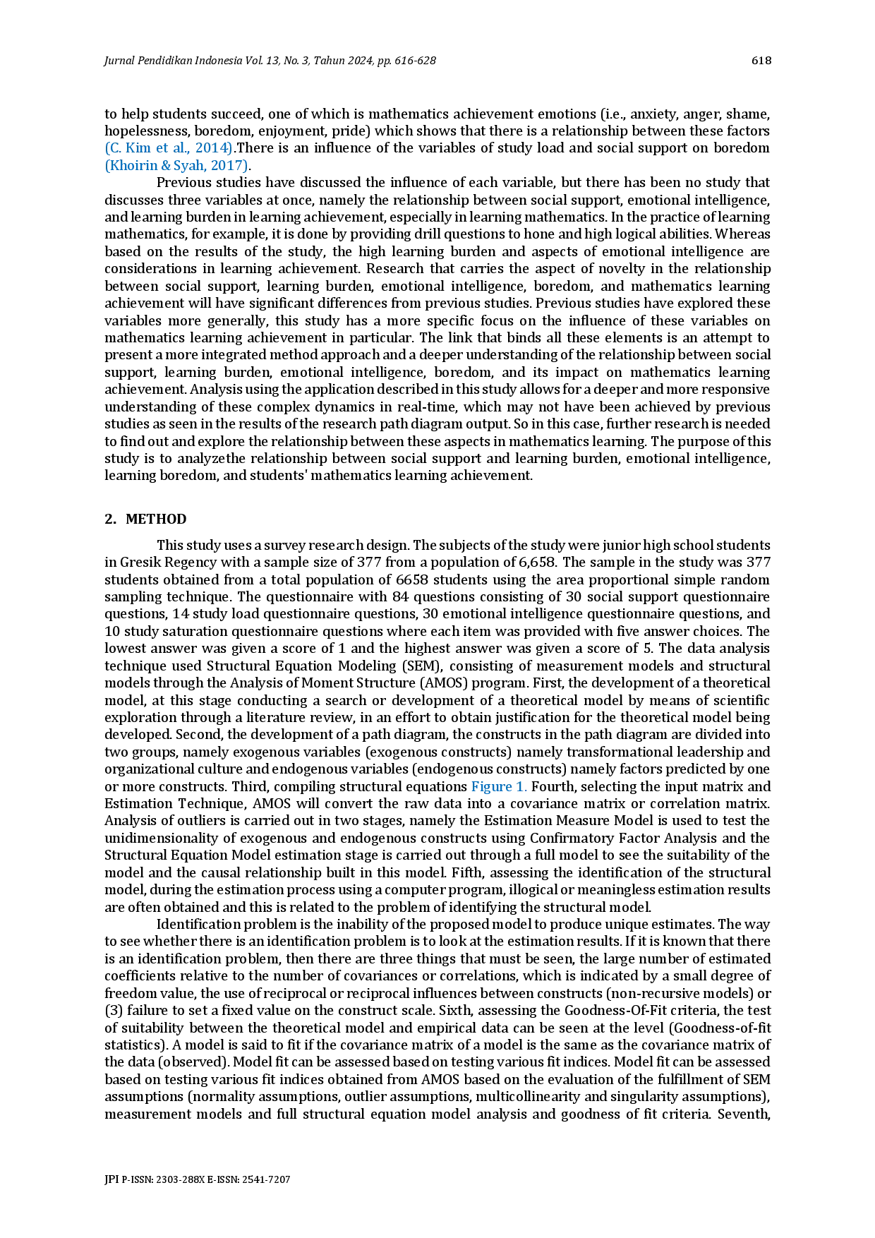 juris Hubungan Dukungan Sosial Beban Belajar Kecerdasan Emosional Kejenuhan dan Prestasi Belajar Matematika