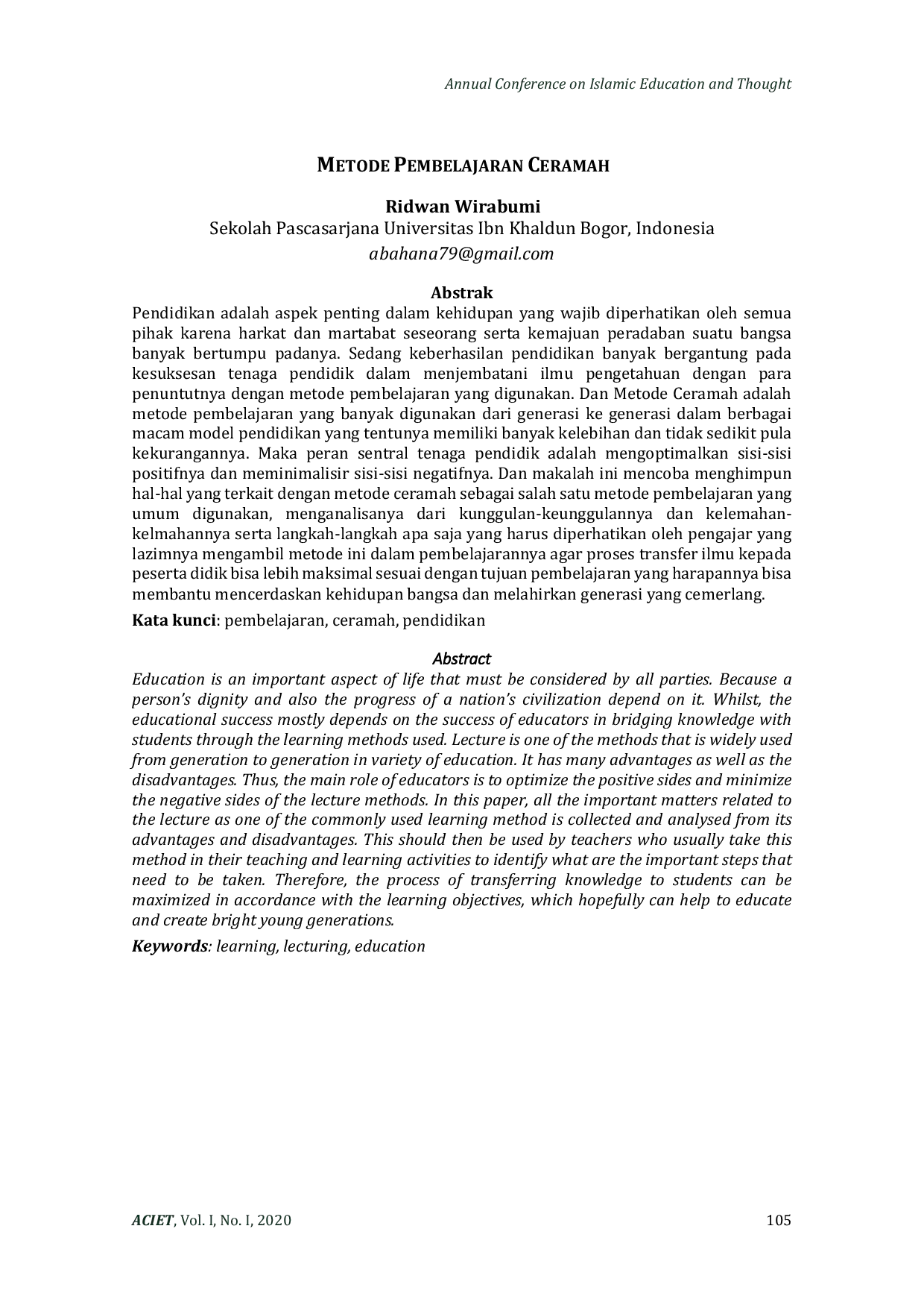 JURIS Metode Pembelajaran Ceramah