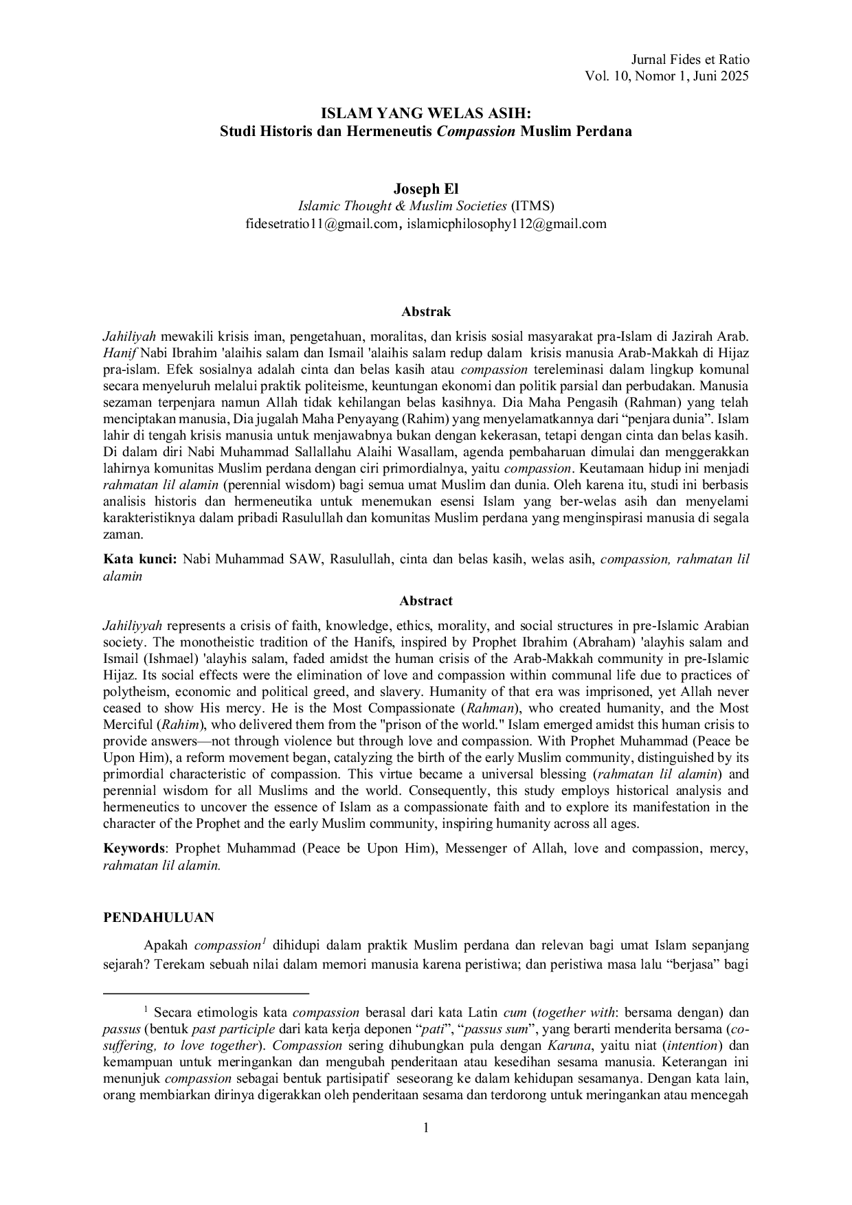 JURIS Islam Yang Welas Asih Studi Historis dan Hermeneutis Compassion Muslim Perdana
