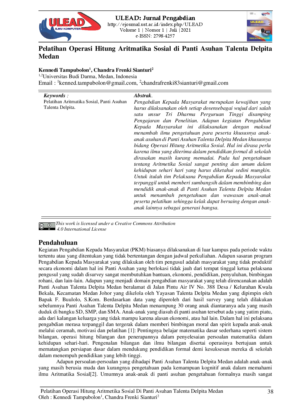 juris Pelatihan Operasi Hitung Aritmatika Sosial di Panti Asuhan Talenta Delpita Medan