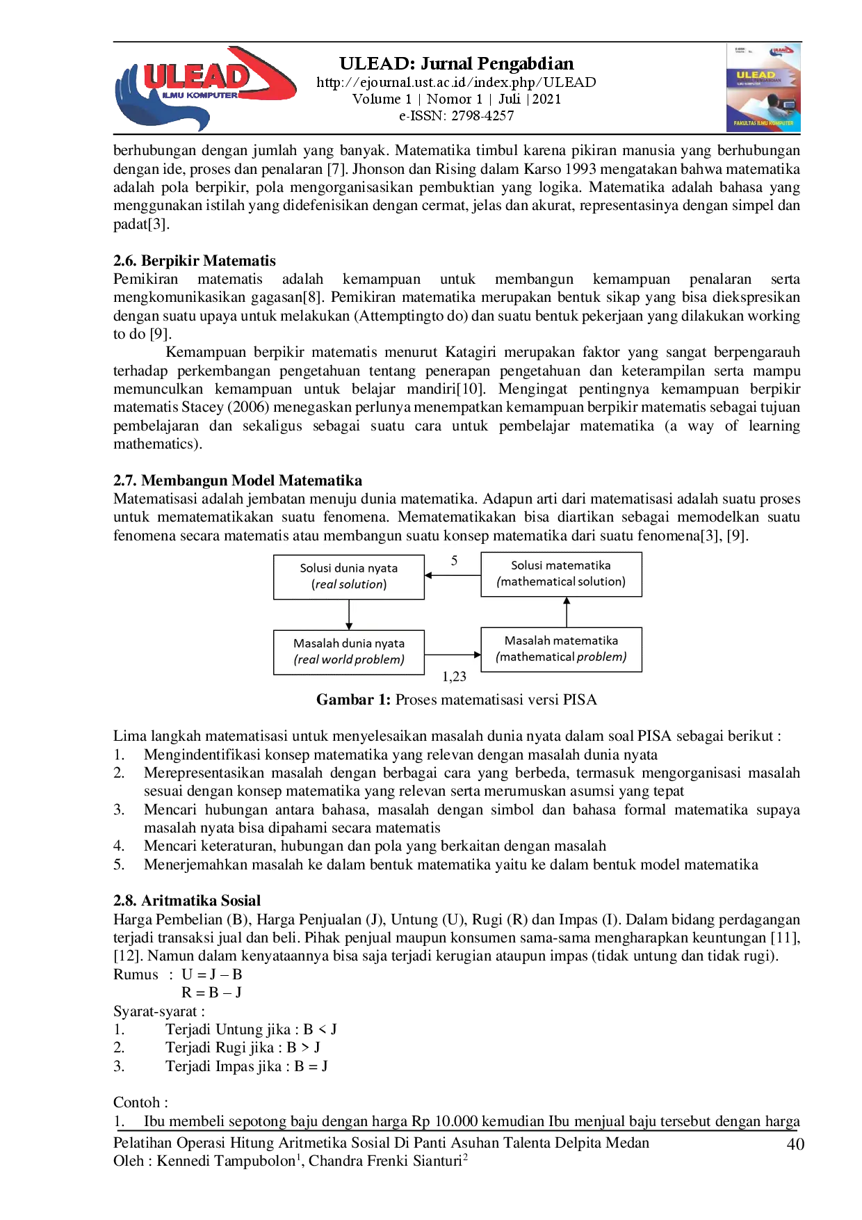 juris Pelatihan Operasi Hitung Aritmatika Sosial di Panti Asuhan Talenta Delpita Medan