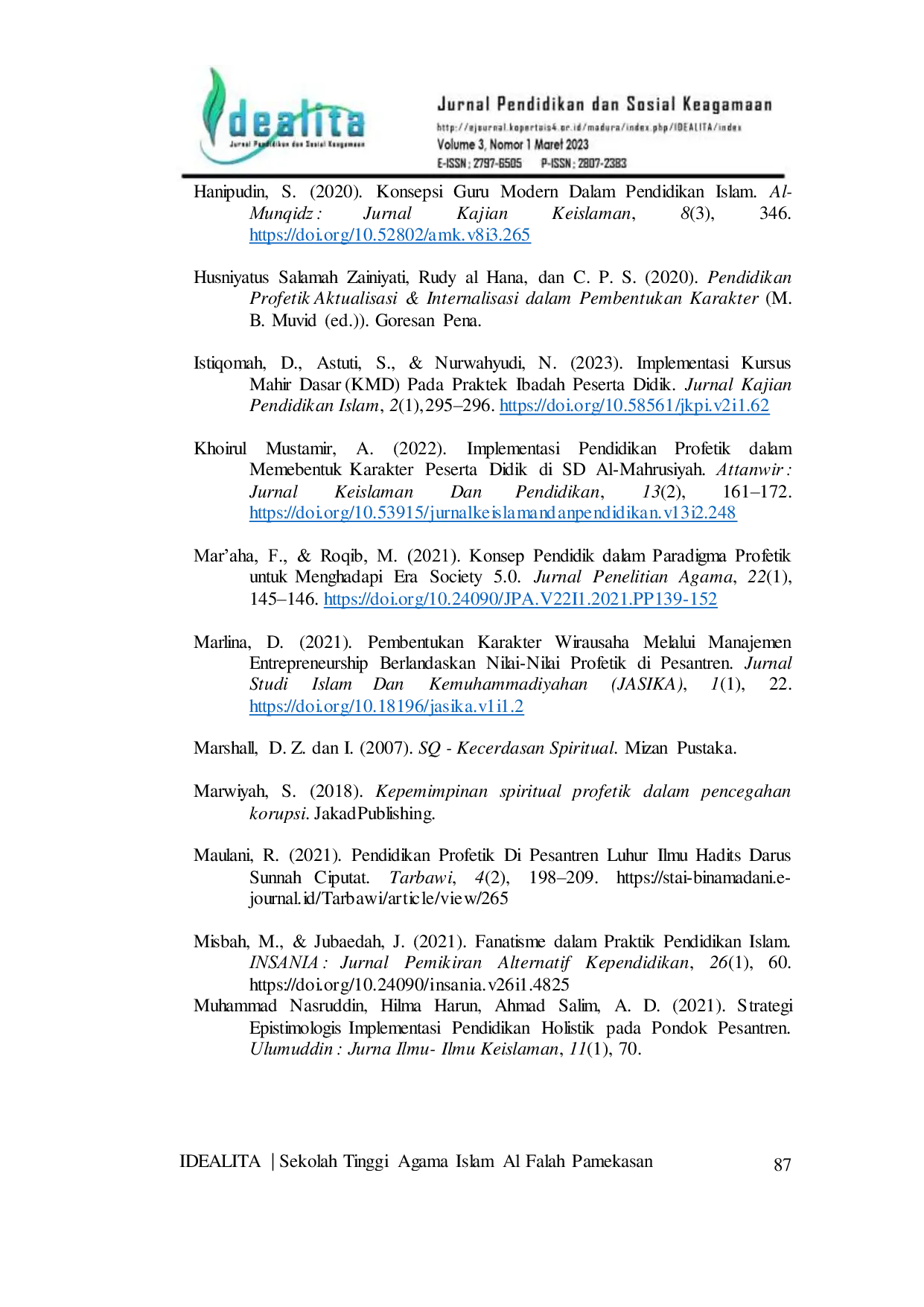 JURIS Implementasi Profetik Di Lembaga Pendidikan Pesantren