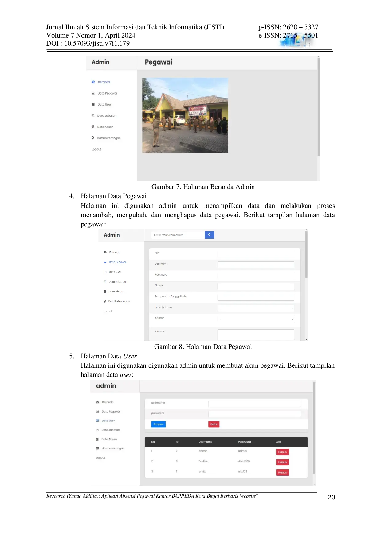 JURIS Aplikasi Absensi Pegawai Kantor BAPPEDA Kota Binjai Berbasis Website