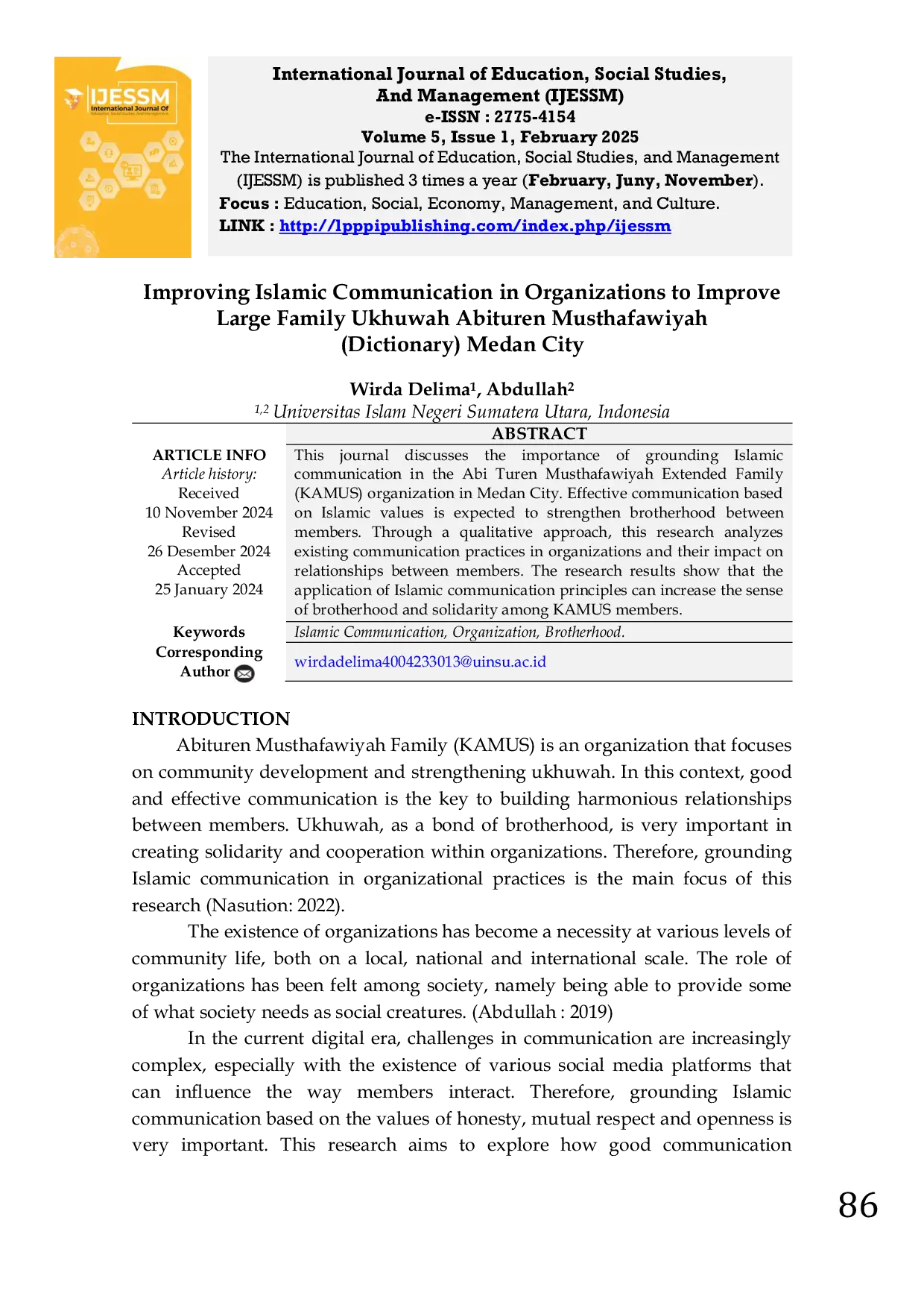 JURIS Improving Islamic Communication in Organizations to Improve Large Family Ukhuwah Abituren Musthafawiyah Dictionary Medan City