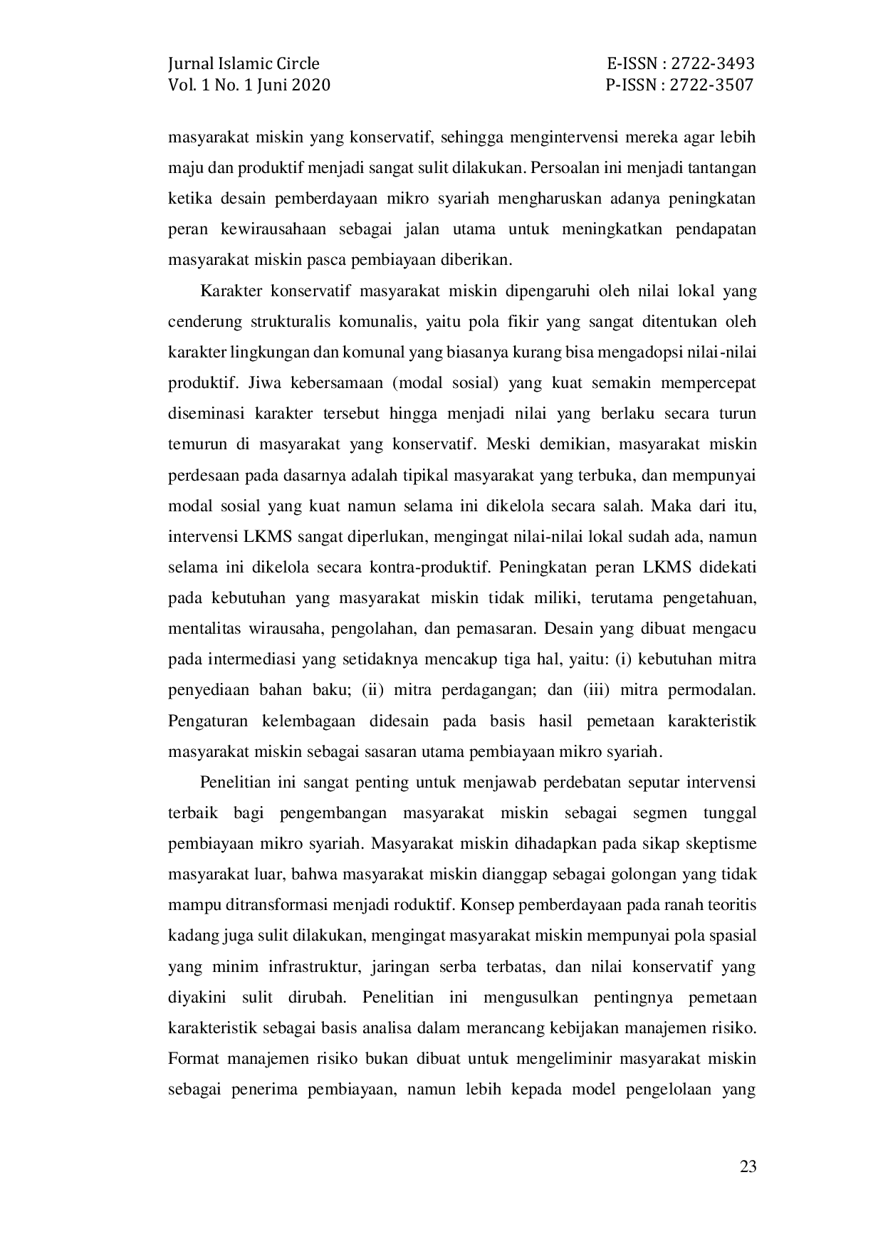 JURIS Analisis Manajemen Risiko Pembiayaan Mikro Syariah Berbasis Karakteristik Masyarakat Studi pada Koperasi Mitra Manindo Kabupaten Mandailing Natal Sumatera Utara