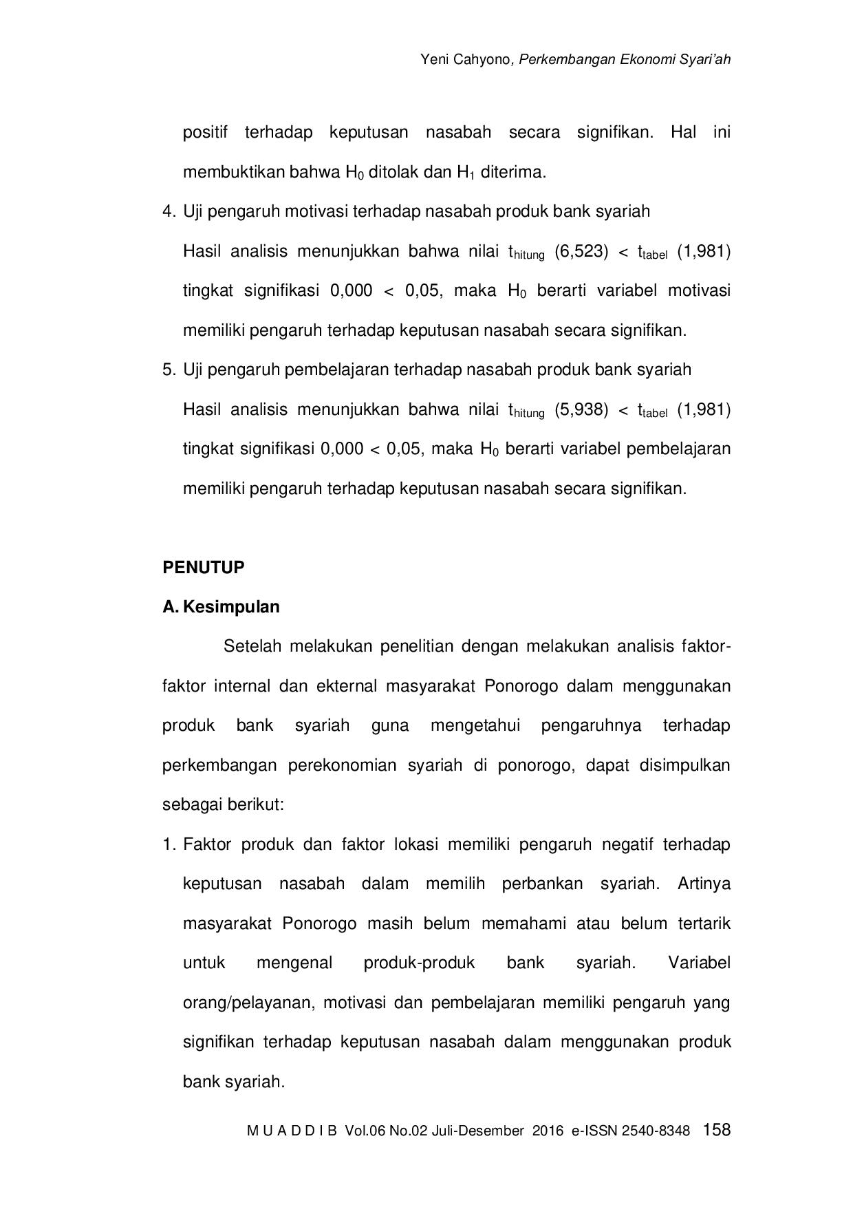 JURIS Perkembangan Ekonomi Syari ah Pada Masyarakat Ponorogo Analisis Faktor Internal Dan Eksternal