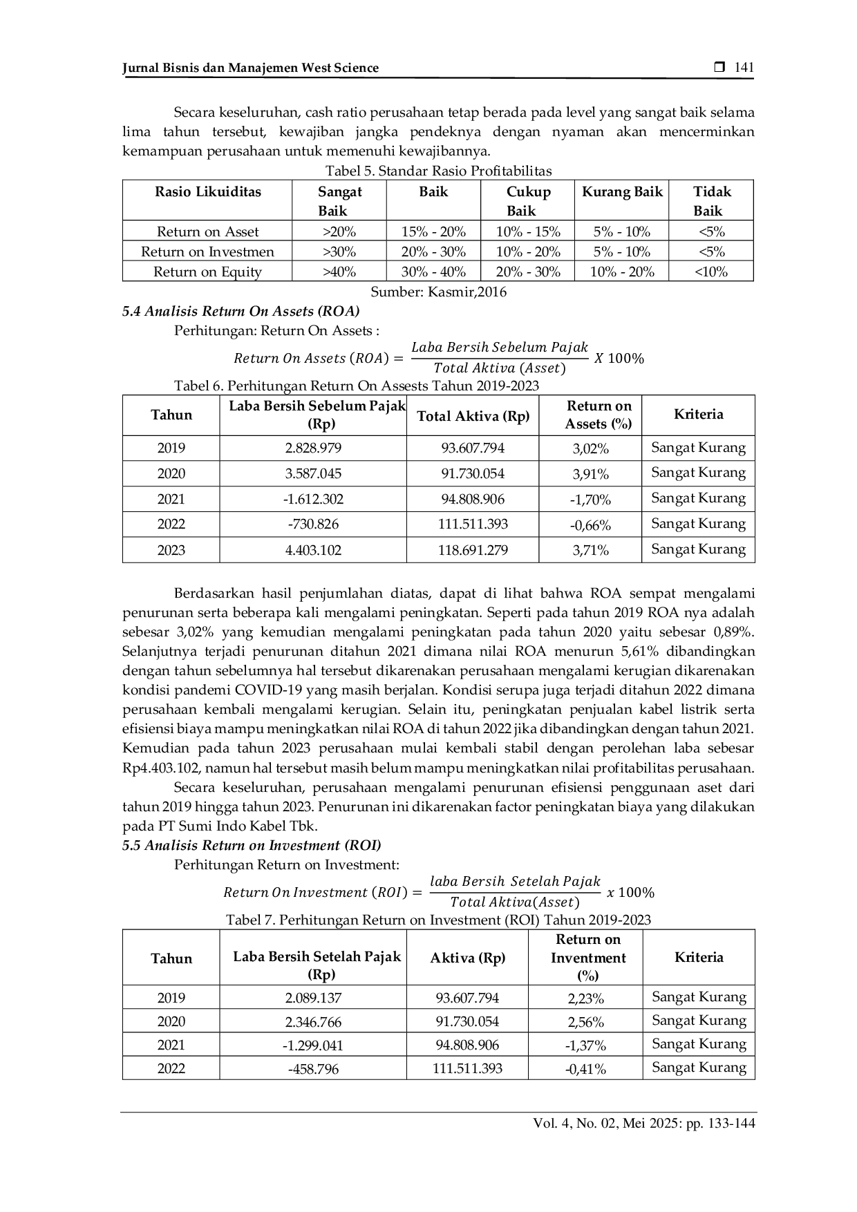 JURIS Analisis Rasio Likuiditas dan Profitabilitas pada PT Sumi Indo Kabel Tbk