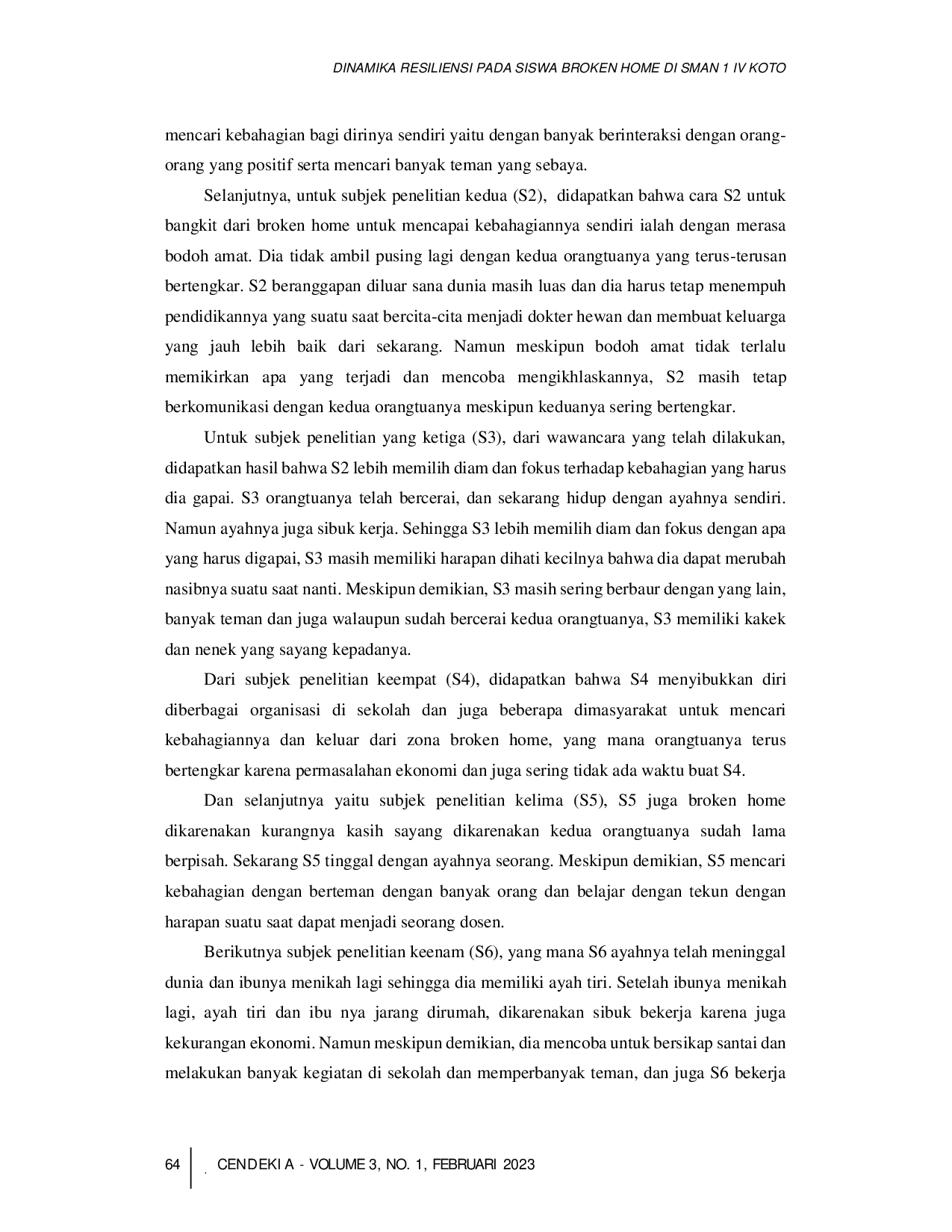 JURIS Dinamika Resiliensi Pada Siswa Broken Home Di Sman 1 Iv Koto