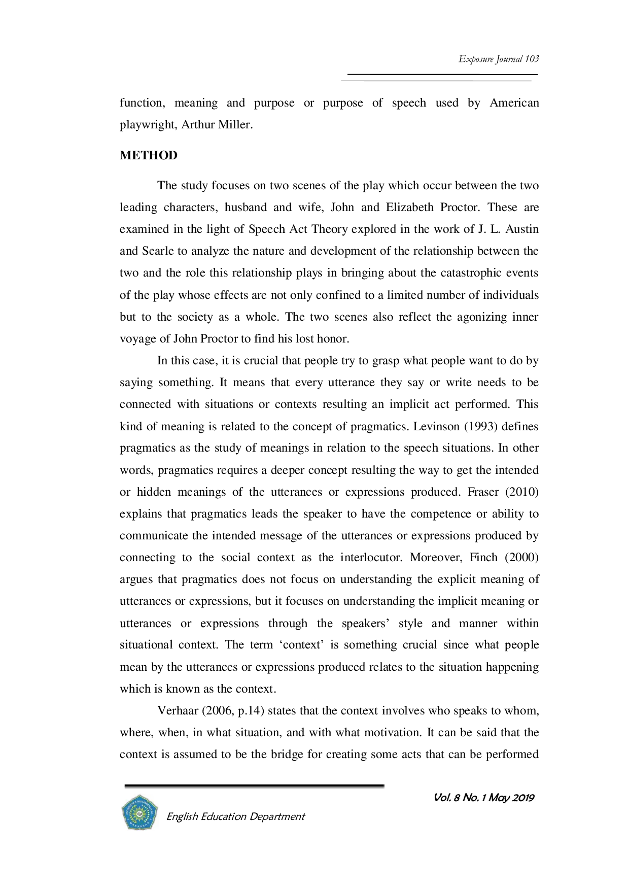 JURIS Speech Act Theory In Arthur Miller s Drama The Crucible