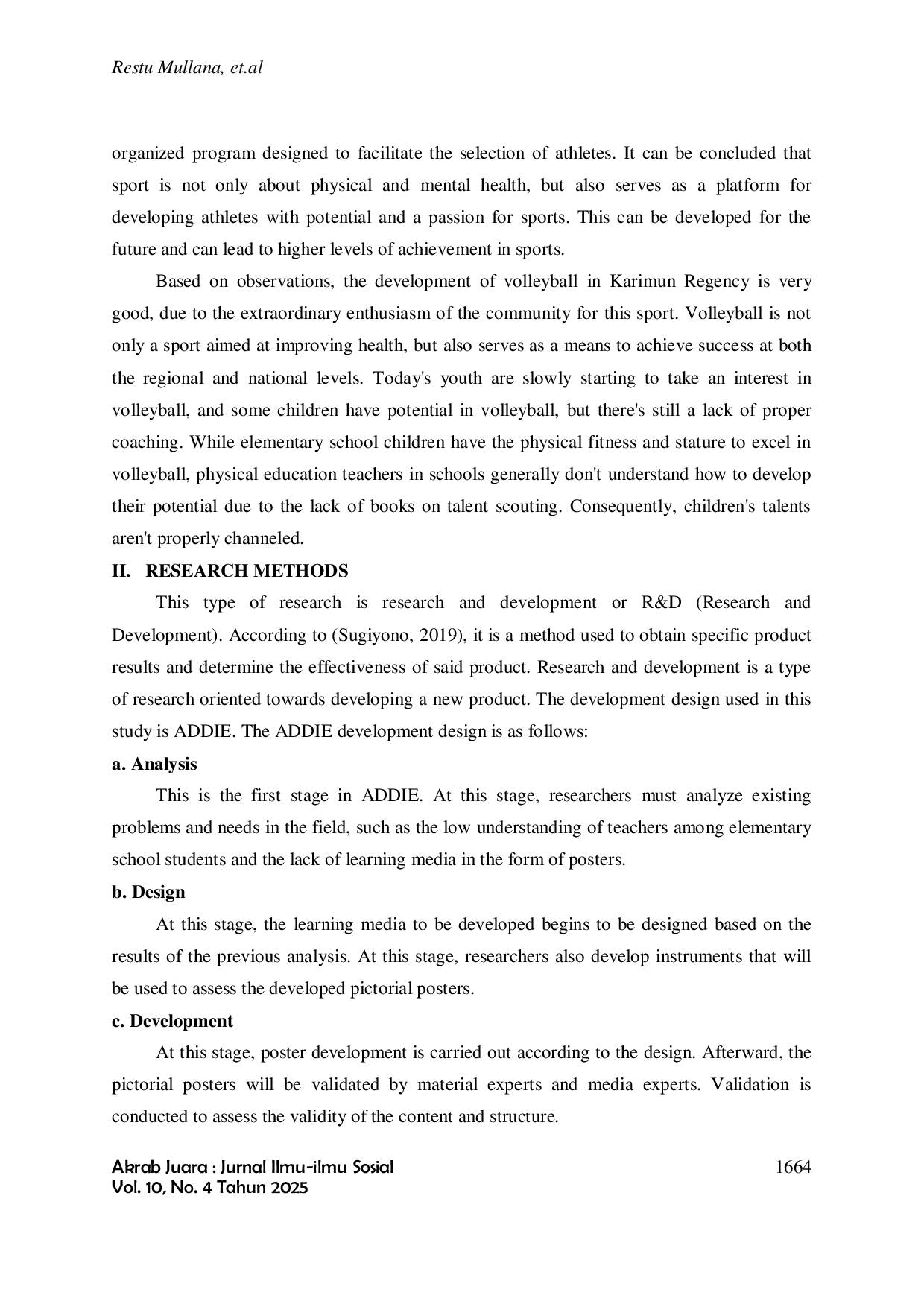 JURIS Development Of A Talent Scouting Assessment Poster Model For Beginner Volleyball Athletes