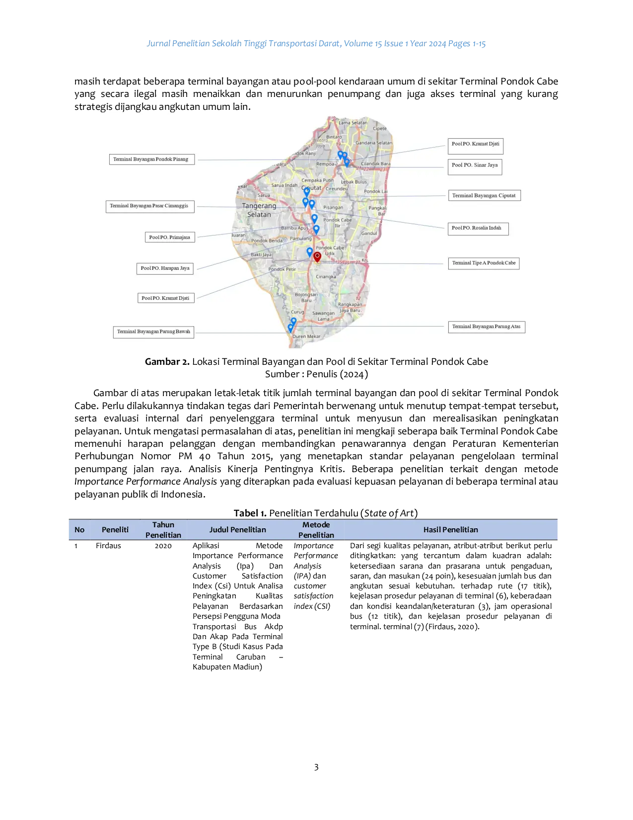 JURIS Evaluasi Standar Pelayanan Minimum di Terminal Tipe A Pondok Cabe dengan Metode Importance Performance Analysis