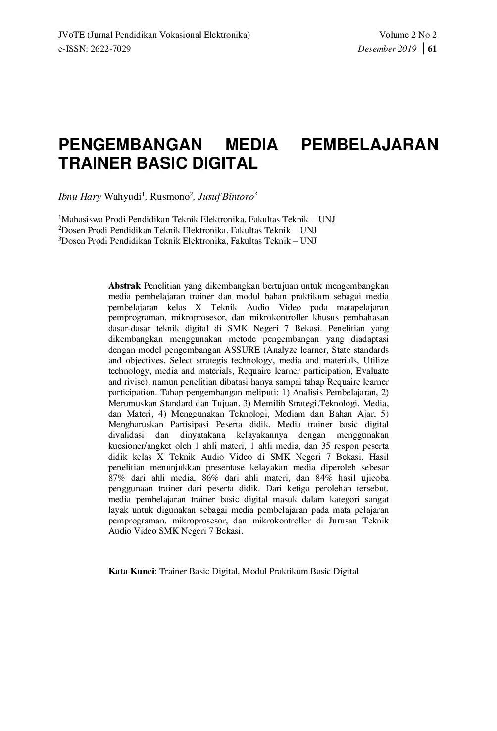 JURIS Pengembangan Media Pembelajaran Trainer Basic Digital