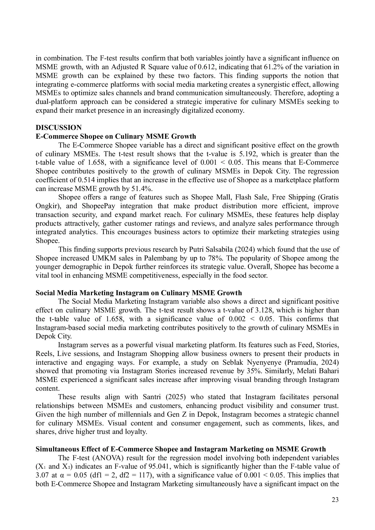 JURIS The Impact of Shopee E Commerce and Instagram Based Social Media Marketing on the Growth of Food Micro Small and Medium Enterprises MSMEs in Depok City