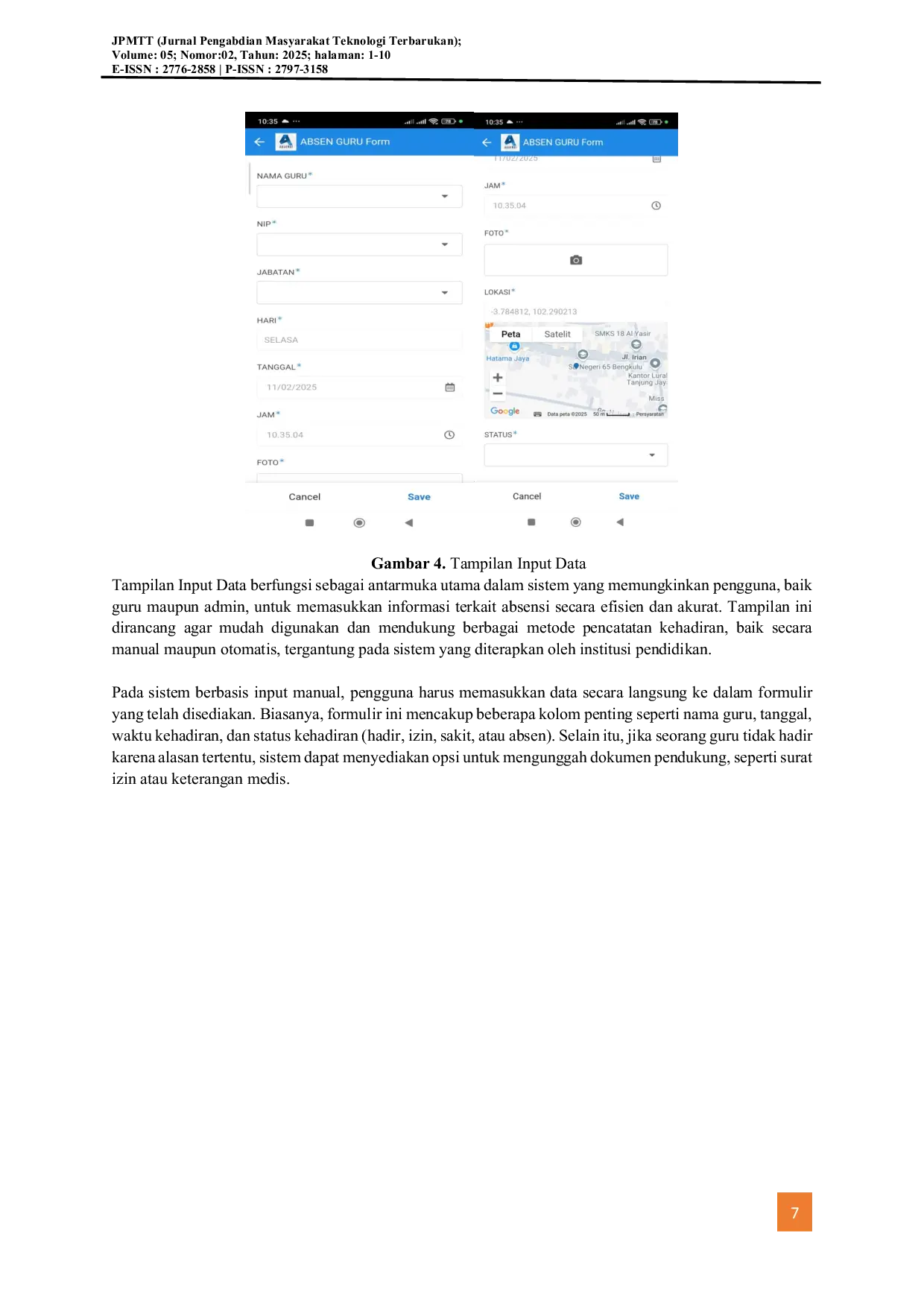 JURIS Penggunaan AppSheet Berbasis Android Absensi Kehadiran Guru di Sekolah Dasar Negeri 65 Kota Bengkulu