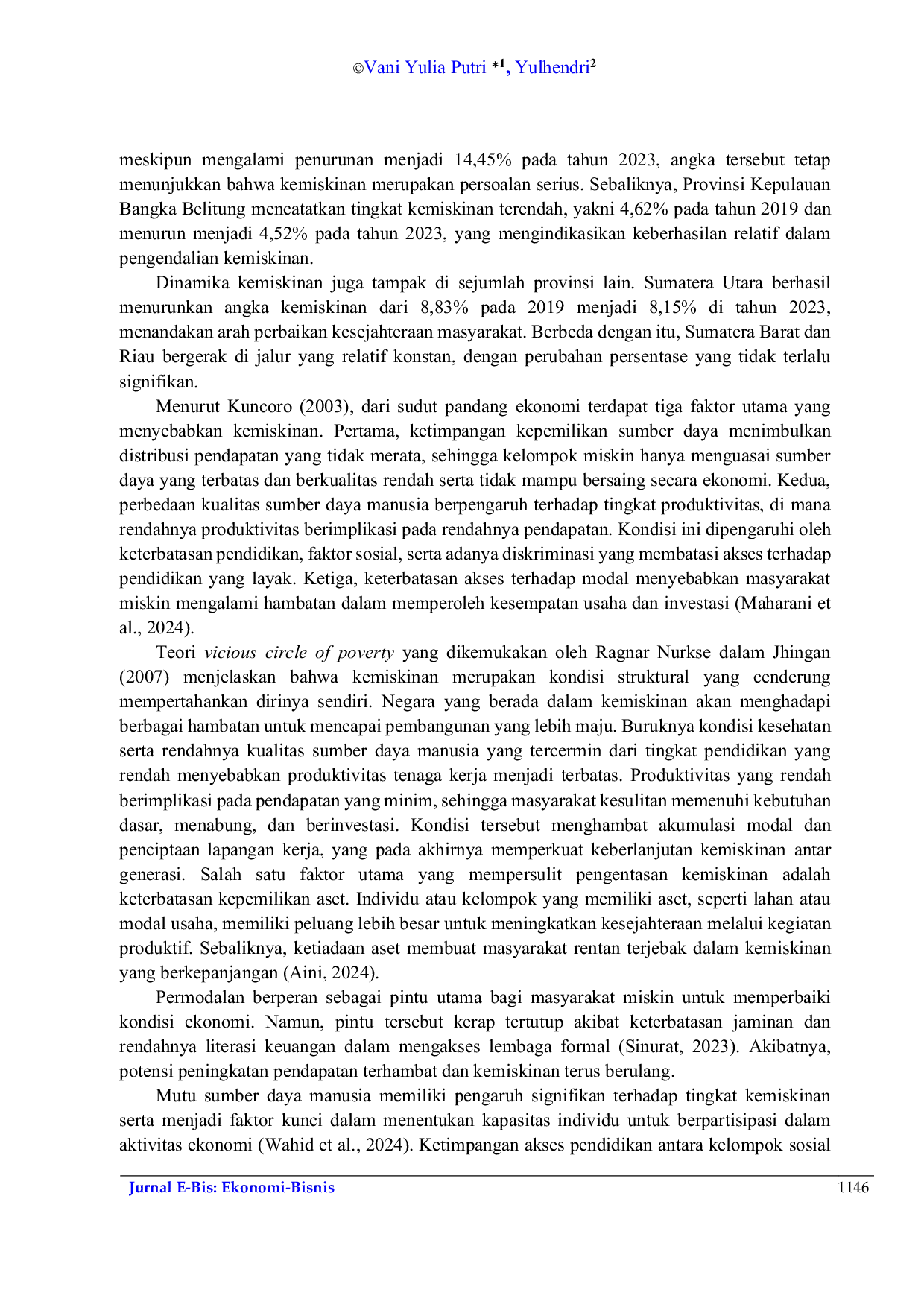 JURIS Kepemilikan Aset Akses Modal dan Kualitas Sumber Daya Manusia Terhadap Tingkat Kemiskinan Di Sumatera