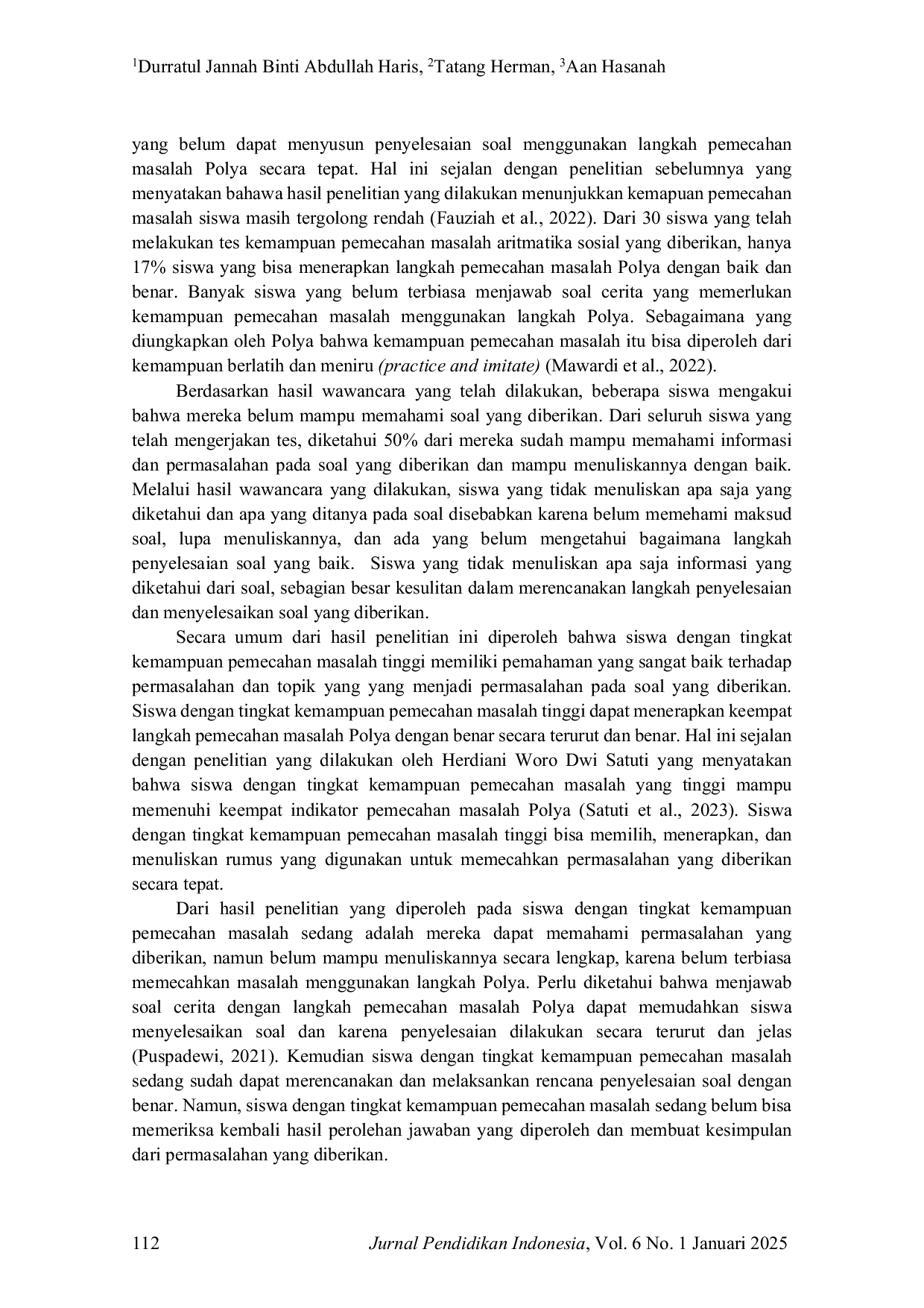 JURIS Analisis Pemahaman Siswa dalam Memecahkan Masalah Aritmatika Sosial Berdasarkan Langkah Polya