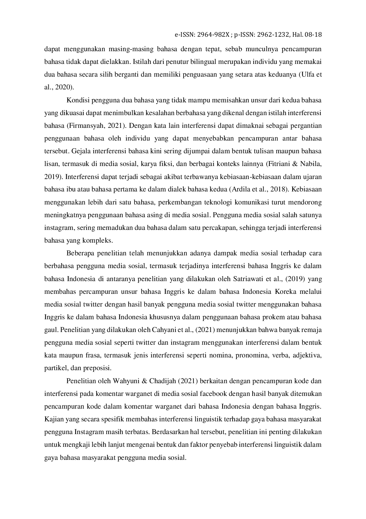 JURIS Interferensi Linguistik Dalam Gaya Bahasa Masyarakat Pengguna Media Sosial Instagram Akun Cinta Laura Kiehl