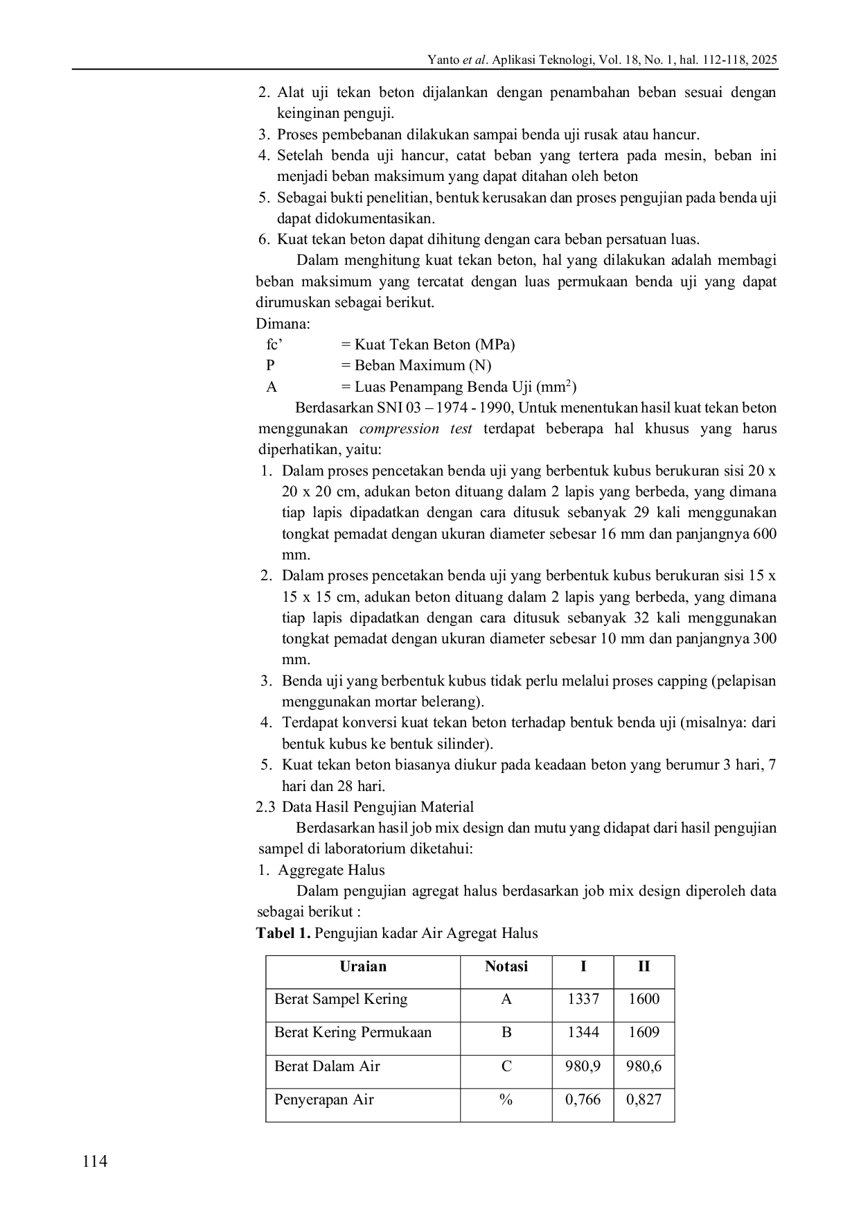 JURIS Analisis Mutu Beton Plat Injak OPRIT Jembatan Sei Bukit Juragan Pada Ruas Jalan Kota Lama Muara Dilam