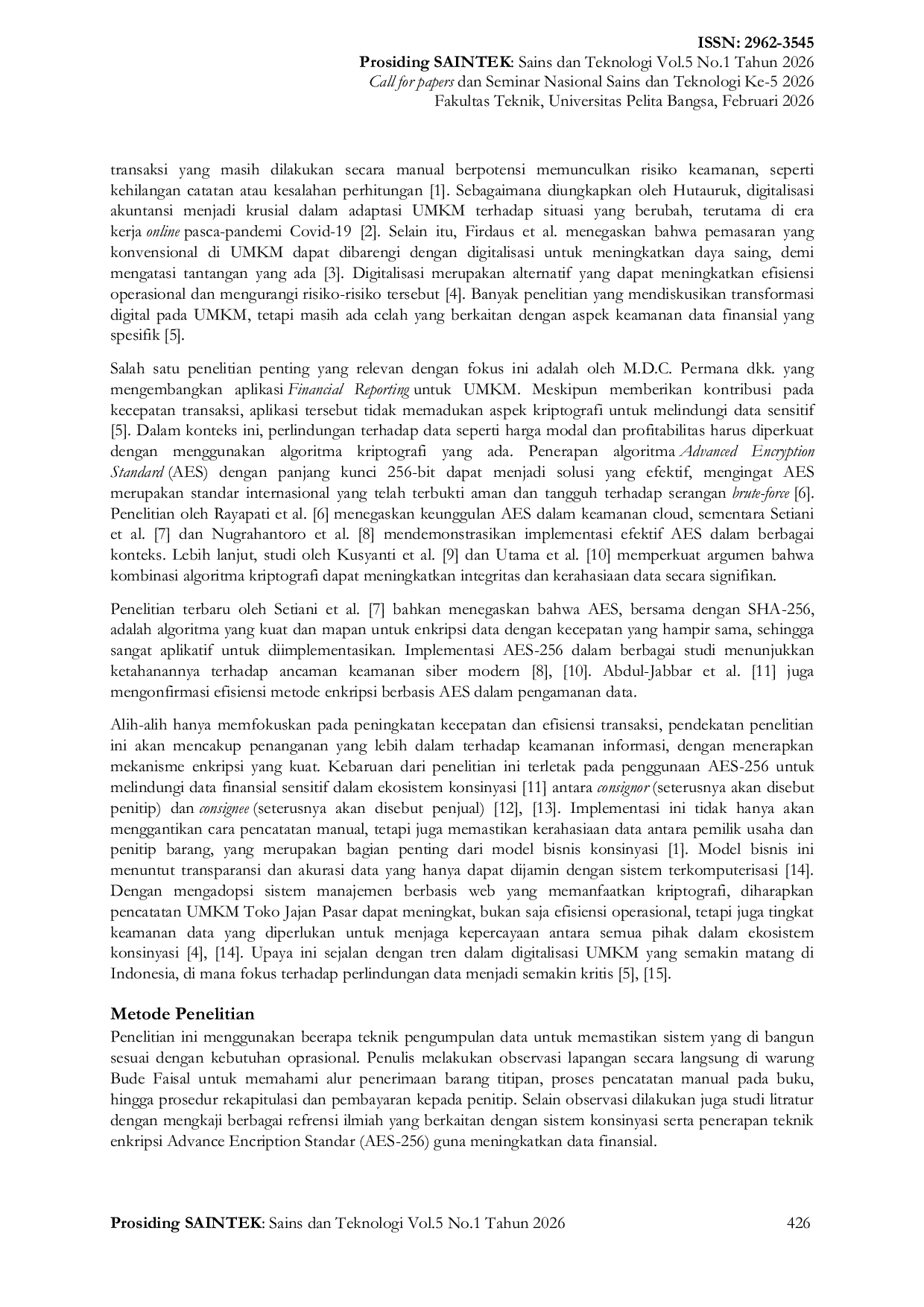 JURIS Sistem Keamanan Data Bagi Hasil Konsinyasi Pada Umkm Warung Jajanan Tradisional Menggunakan Algoritma Aes 256